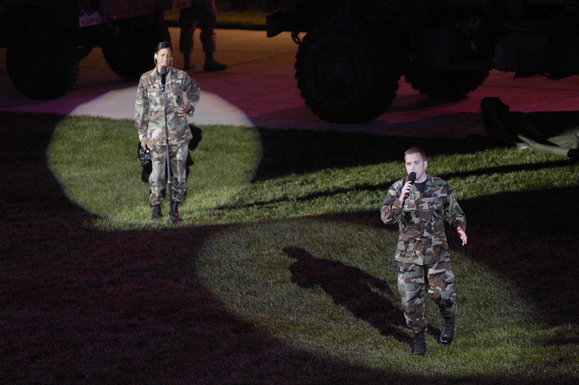 Members of the U.S. Air Force Band's Silver Wings perform for the Tattoo on Bolling Oct. 6. The Tattoo, themed "Securing Our Freedom," was held in conjunction with the 2008 NATO Air Chiefs' Conference, hosted by Gen. Norton A. Schwartz, Air Force chief of staff.  (U.S. Air Force photo by Airman 1st Class Sean Adams) (Released)
