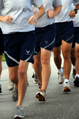 ANDERSEN AIR FORCE BASE, Guam – Brigadier Gen. Phil Ruhlman, 36th Wing commander, leads Team Andersen during the monthly wing run here Oct. 10. Every squadron on Andersen is represented by individual formations led by its commander or first sergeant. (U.S. Air Force photo by Airman 1st Class Courtney Witt)