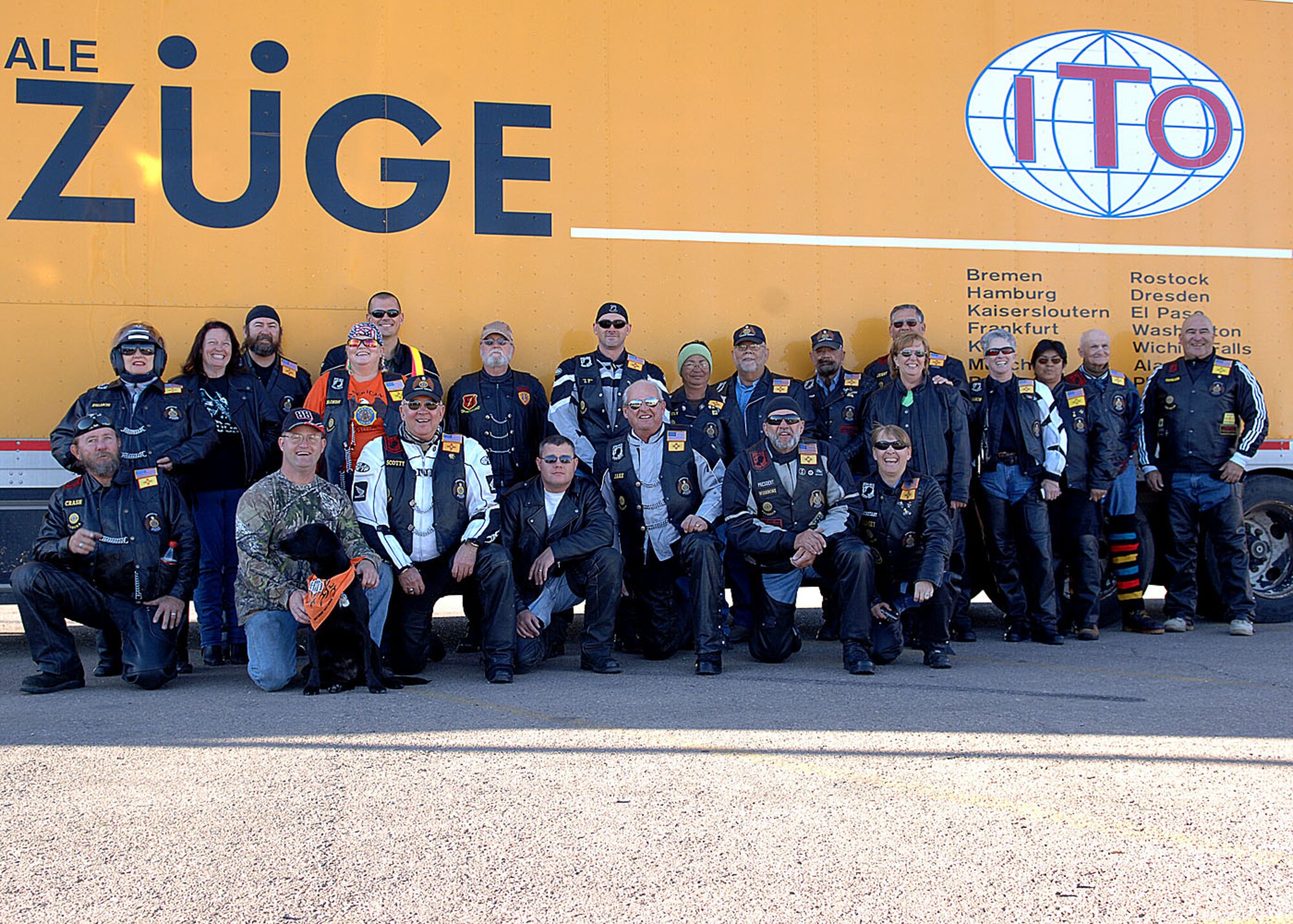 Members of the American Legion Riders pose for a group photo October 7, in Alamogordo, N.M.  (U.S. Air Force photo by Airman 1st Class John D. Strong II)