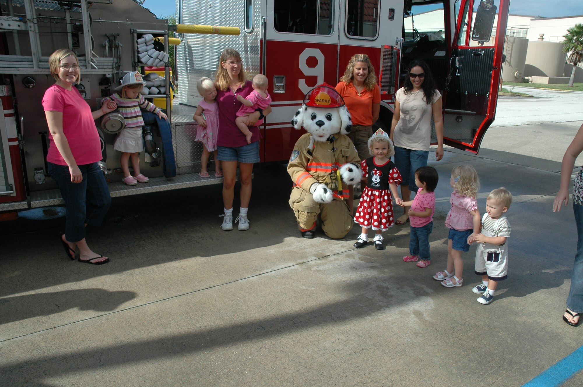 These youngsters got an up-close look at a fire truck and met Sparky the Firedog Oct. 6 at the Base Library as part of National Fire Prevention Week. The Patrick Fire Department also made visits to the Youth and Child Development Centers and held a parade through North and Central Housing to raise awareness about fire safety.
For more information about fire prevention, visit www.nfpw.org. (U.S. Air Force photo by Airman 1st Class David Dobrydney)