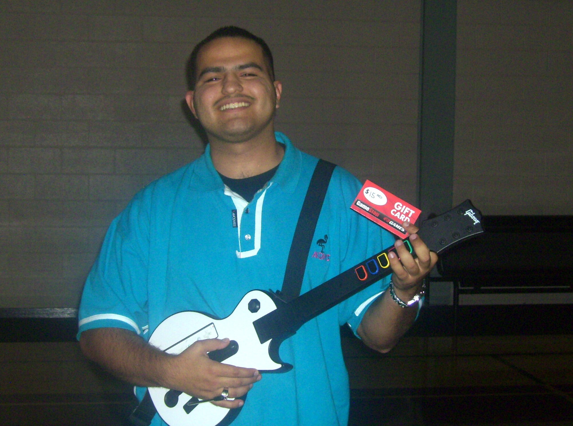 Airman 1st Class Ross Ocanas, 21st Force Support Squadron, is named Guitar Hero King, as part of a  "lock in" to raise awareness about the crime of Driving Under the Influence. The lock in was put on by the Airmen (E-4 and below) of the 21st FSS Sept. 20-21, and focused on ways to implement self discipline and good wingmanship to avoid DUIs (Air Force photo/Senior Airman Ricardo Wood)