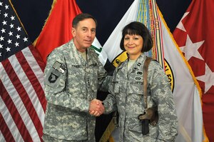 BAGHDAD -- Capt. Dawn D. Anderson is currently deployed from Langley.  She said what she will remember about her deployment 20 years from now is when she got coined by General Petraeus.  (Courtesy photo)
