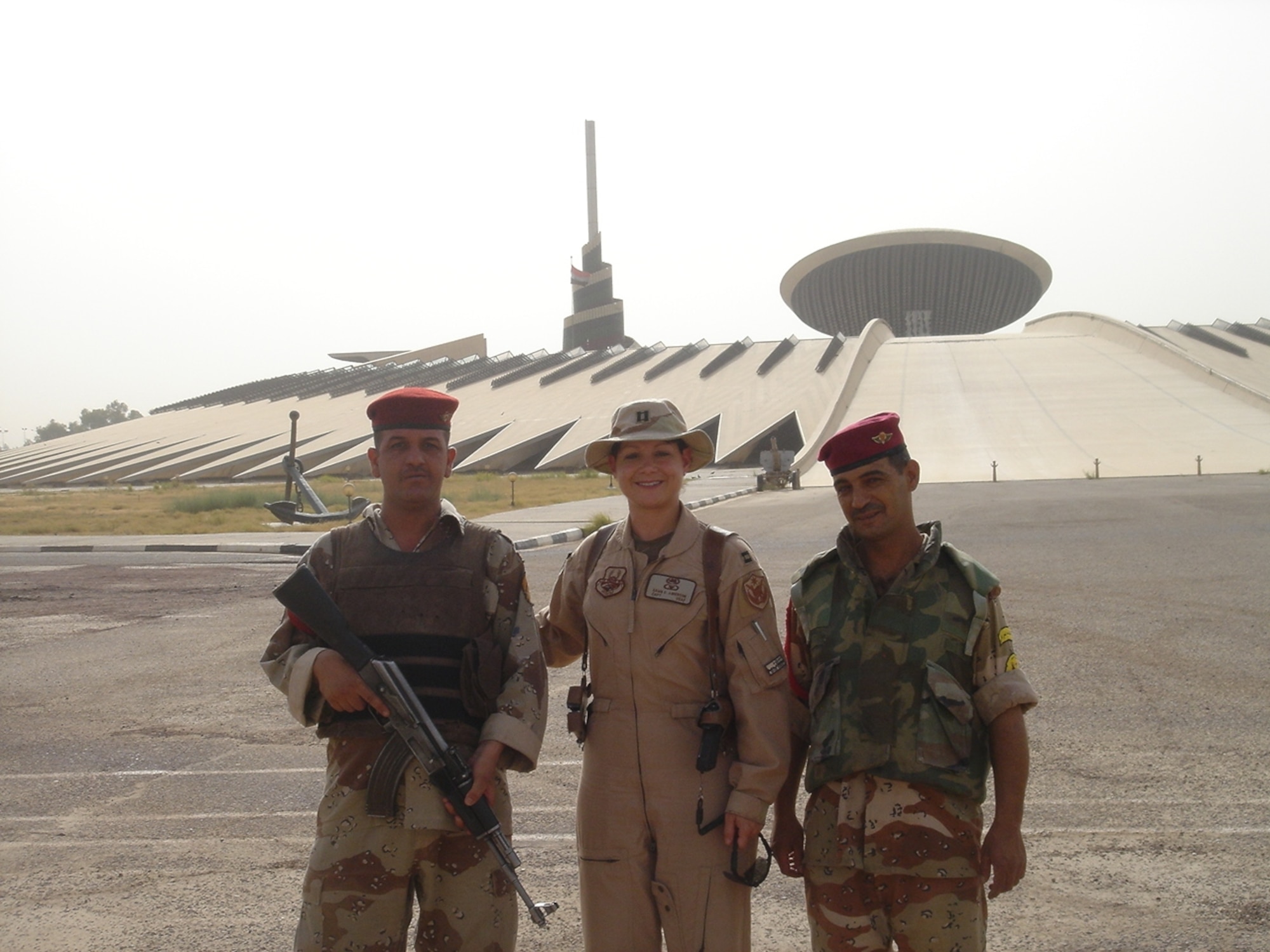 BAGHDAD -- Capt. Dawn D. Anderson is currently deployed from Langley.  She said the highlight of her tour so far has been briefing General Petraeus and meeting some of the local Iraqi children when she handed out soccer balls.  (Courtesy photo)
