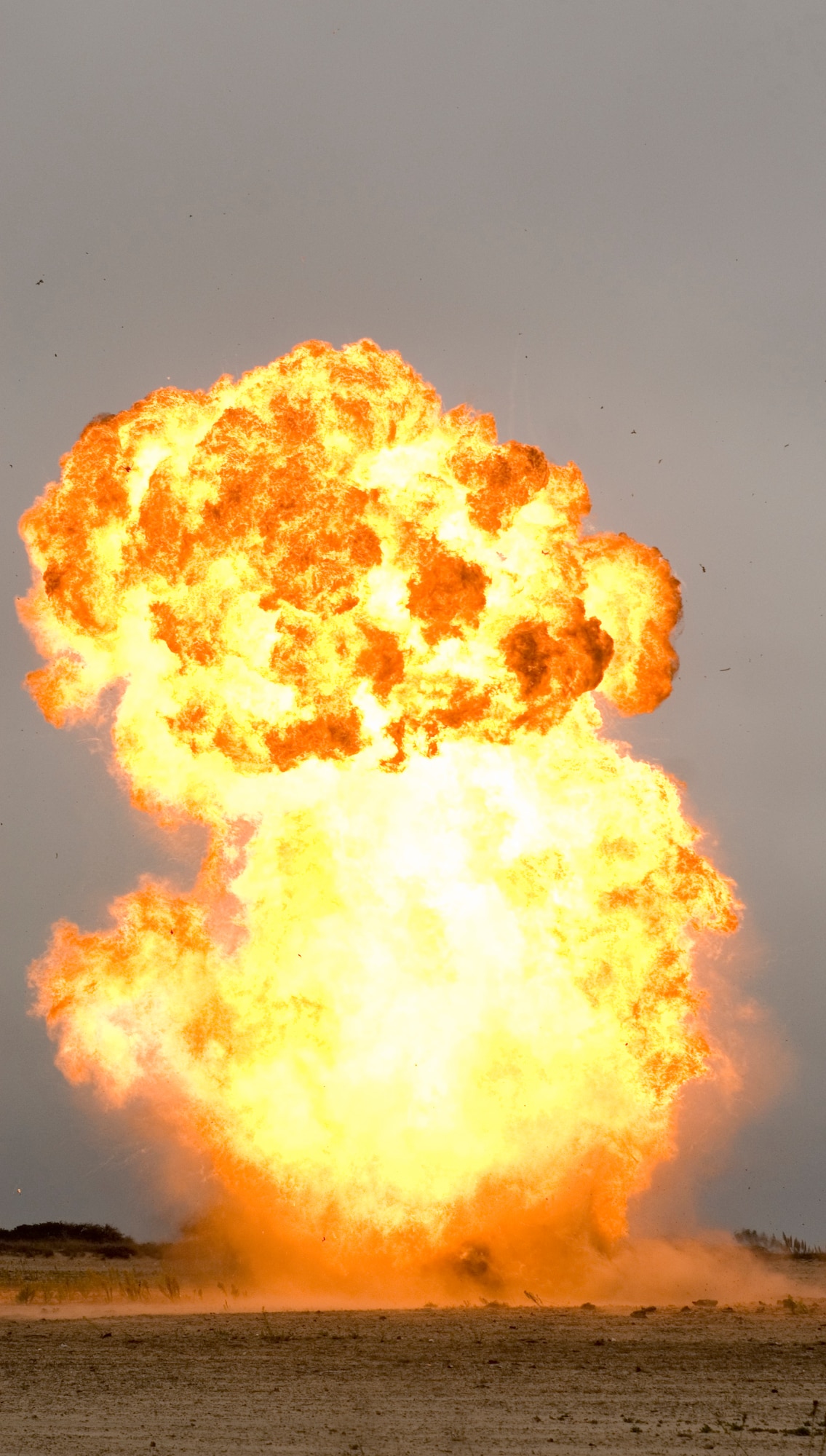 VANDENBERG AIR FORCE BASE, Calif. --  A fireball marks the completion of a successful explosive ordnance disposal demonstration. The 30th Civil Engineer Squadron's EOD team trains regularly to render safe explosive devices both home and abroad. (U.S. Air Force photo/2nd Lt. Raymond Geoffroy)