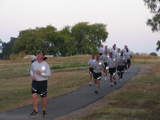 Members of the 67th Network Warfare Wing participate in the Inaugural Wing Run