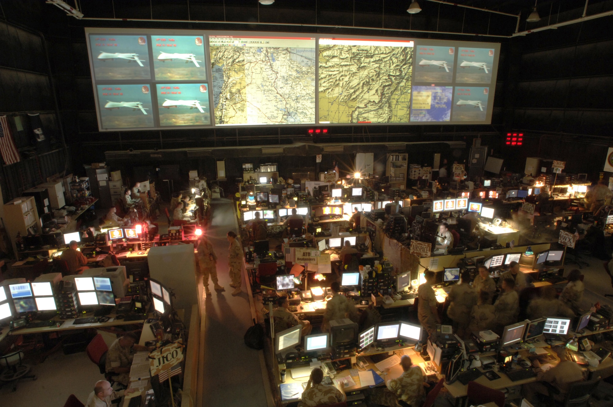 The Combined Air and Space Operations Center commands and controls the broad spectrum of what air power brings to the fight: Global Vigilance, Global Reach, and Global Power. Located in the Air Forces Central theater of operations, the CAOC provides the command and control of airpower throughout Iraq, Afghanistan and 25 other nations, extending from Central Asia to the Horn of Africa. 
