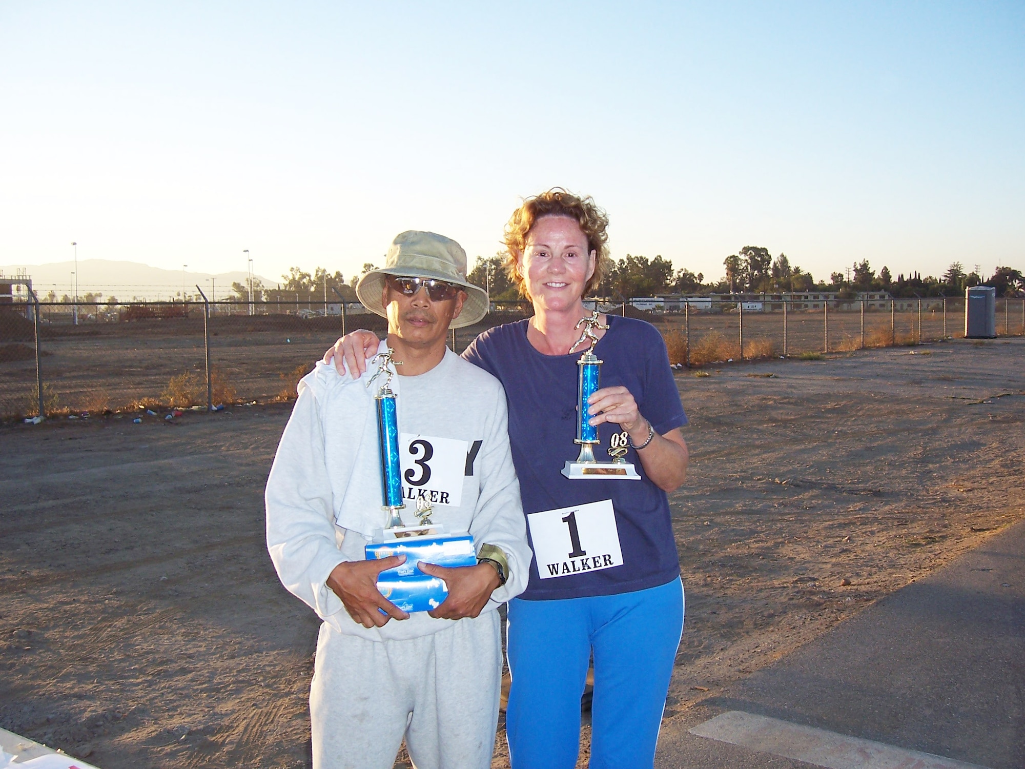Winners of the 5K Walk are: Ernie Roux, retired, 1st place; Meike Wheeler, AFAA, 2nd
place; and not pictured is John Andrews, AFAA, who took 3rd.(U.S. Air Force photo)