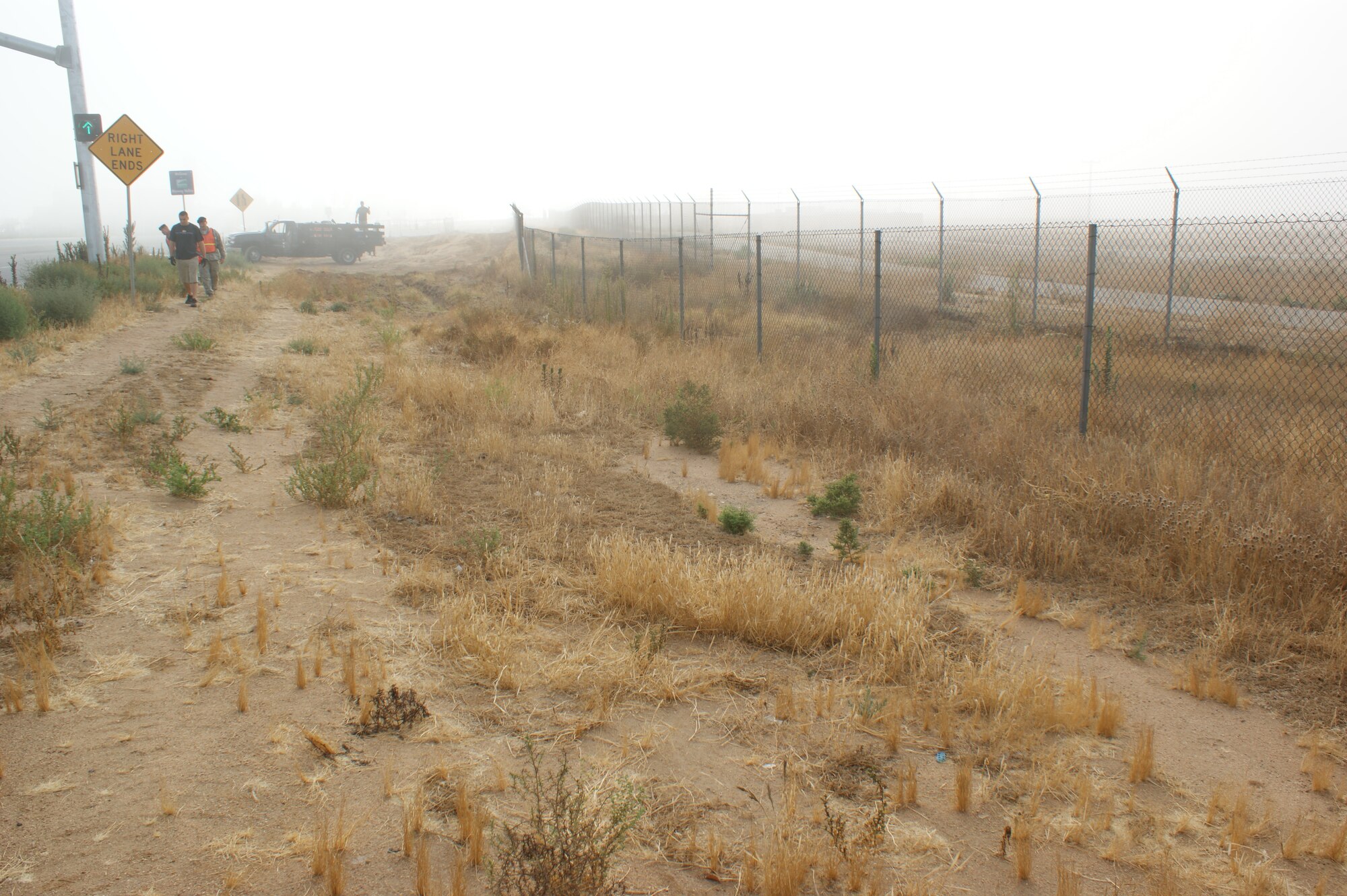 The 452nd Security Forces Squadron Unit Rising Six organized a work detail to clean the area along the perimeter fence adjacent to Cactus Ave. and the 215 Cactus off-ramp during an A-UTA. This is how the area looked after the clean up. Volunteers included 452 SFS traditional reservists and AGRs. “We cleaned more than two miles of base perimeter from the March Air Museum north to the Main Gate,” said organizer Tech. Sgt. Javier Murillo, chairman of the 452 SFS Unit Rising Six. “We gathered more than 50 bags of unsightly trash that was laying on our perimeter in plain sight.” The clean-up was one of the many  activities volunteers perform as members of Rising Six. (U.S. Air Force photo by SrA Alan Bumanglag)