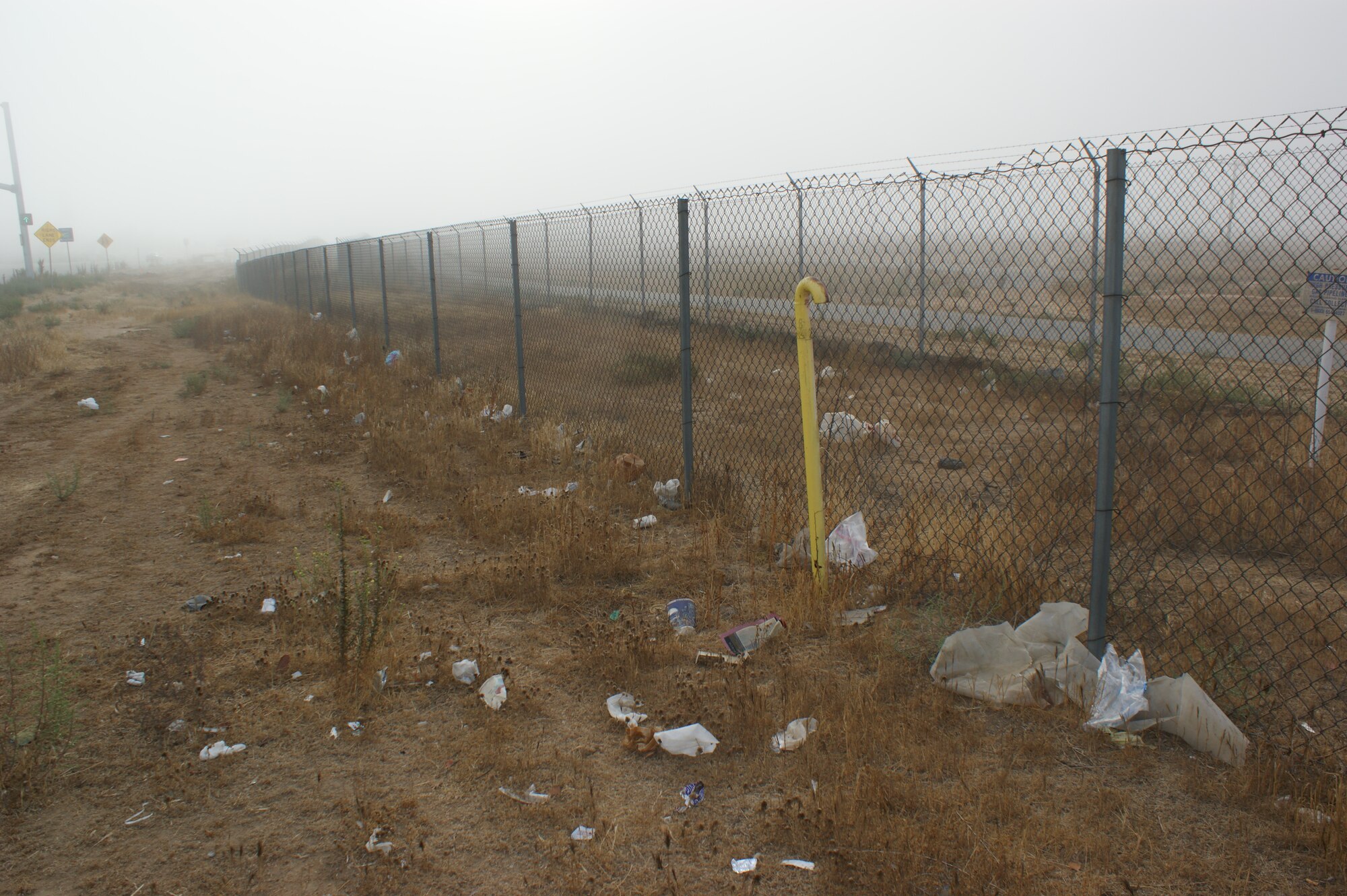 The 452nd Security Forces Squadron Unit Rising Six organized a work detail to clean the area along the perimeter fence adjacent to Cactus Ave. and the 215 Cactus off-ramp during an A-UTA. This is how the area looked before the clean up. Volunteers included 452 SFS traditional reservists and AGRs. “We cleaned more than two miles of base perimeter from the March Air Museum north to the Main Gate,” said organizer Tech. Sgt. Javier Murillo, chairman of the 452 SFS Unit Rising Six. “We gathered more than 50 bags of unsightly trash that was laying on our perimeter in plain sight.” The clean-up was one of the many  activities volunteers perform as members of Rising Six. (U.S. Air Force photo by SrA Alan Bumanglag)
