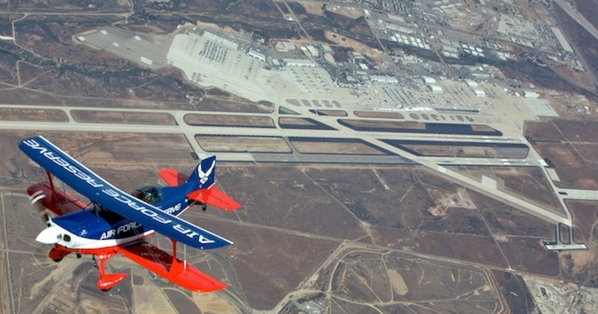 Maj. Ed Hamill soars over Coronado and San Diego bay Oct. 1 in preparation for the Miramar Air Show at Miramar Marine Corps Air Station. Major Hamill is a traditional reservist assigned to the 301st Fighter Squadron at Luke AIr Force Base, Ariz., as an instructor pilot. (Courtesy photo)