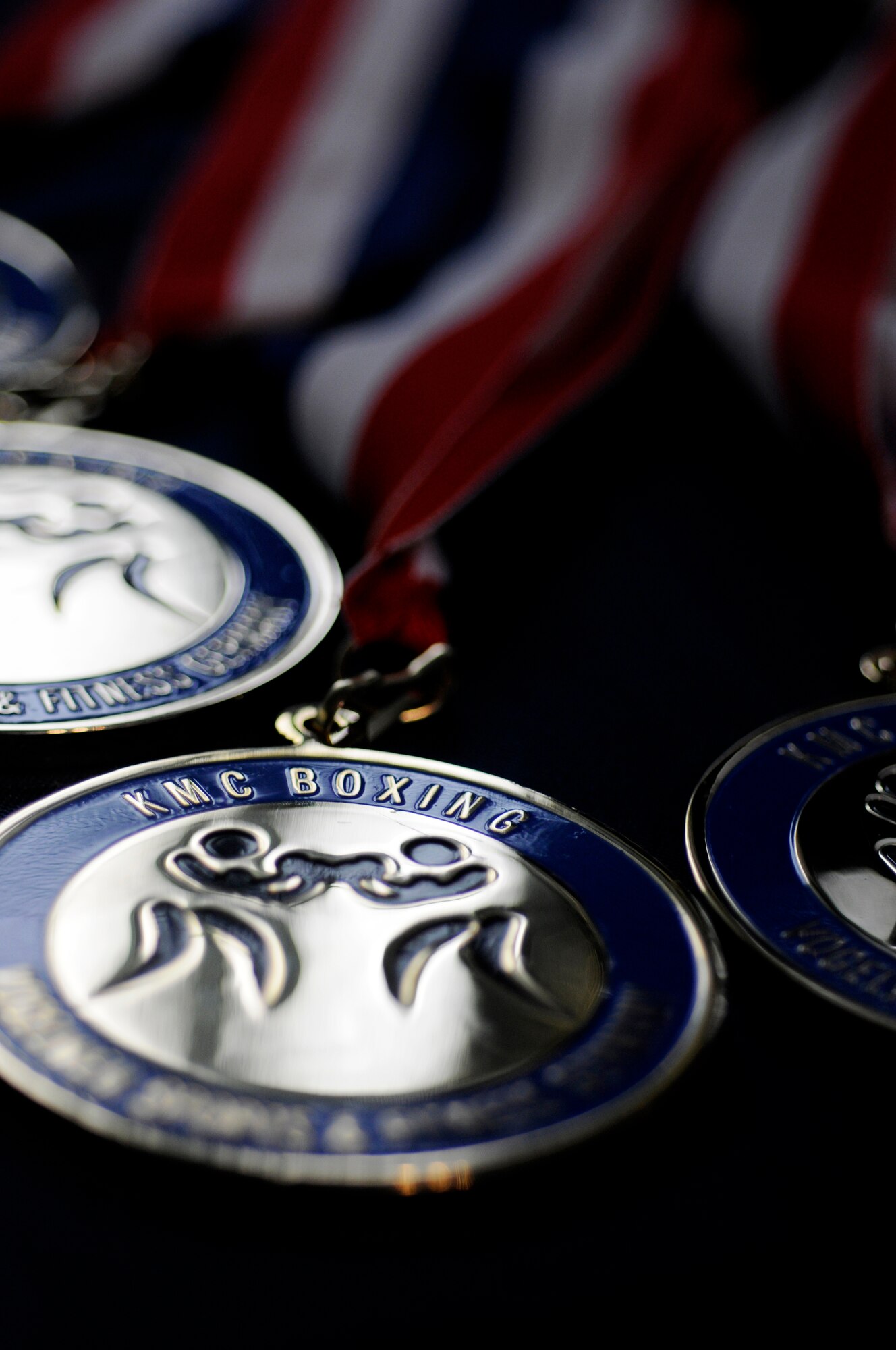 Medals and trophies are displayed on a table that will be present to the U.S. military members and German boxing club members that are competing during the Kaiserslautern Military Community boxing tournament, Vogelweh Air Base, Germany, Oct. 11, 2008. (U.S. Air Force photo by Staff Sgt. Sarayuth Pinthong)(Released)