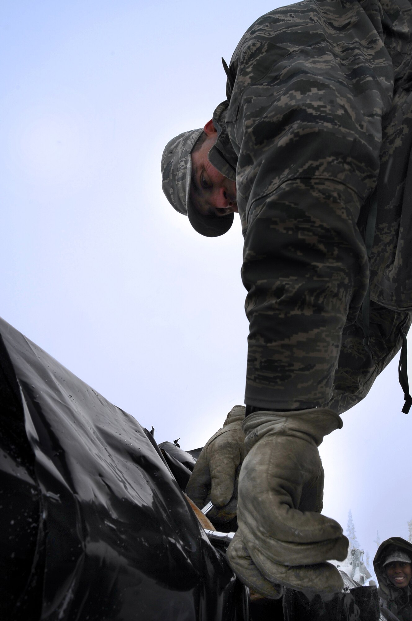 Tech. Sgt. Jason Moody, 353rd Combat Training Squadron, tightens a bolt fastening a dummy Scud together to enhance air combat operations during RED FLAG-Alaska 09-1 Oct. 8, 2008, at Eielson Air Force Base, Alaska. The 353rd CTS assembles mobile threats throughout the Pacific Alaskan Range Complex that emulate a foreign threat providing operational awareness and intelligence surveillance reconnaissance to the blue forces during exercises. (U.S. Air Force photo/Airman 1st Class Willard E. Grande II) (Released)