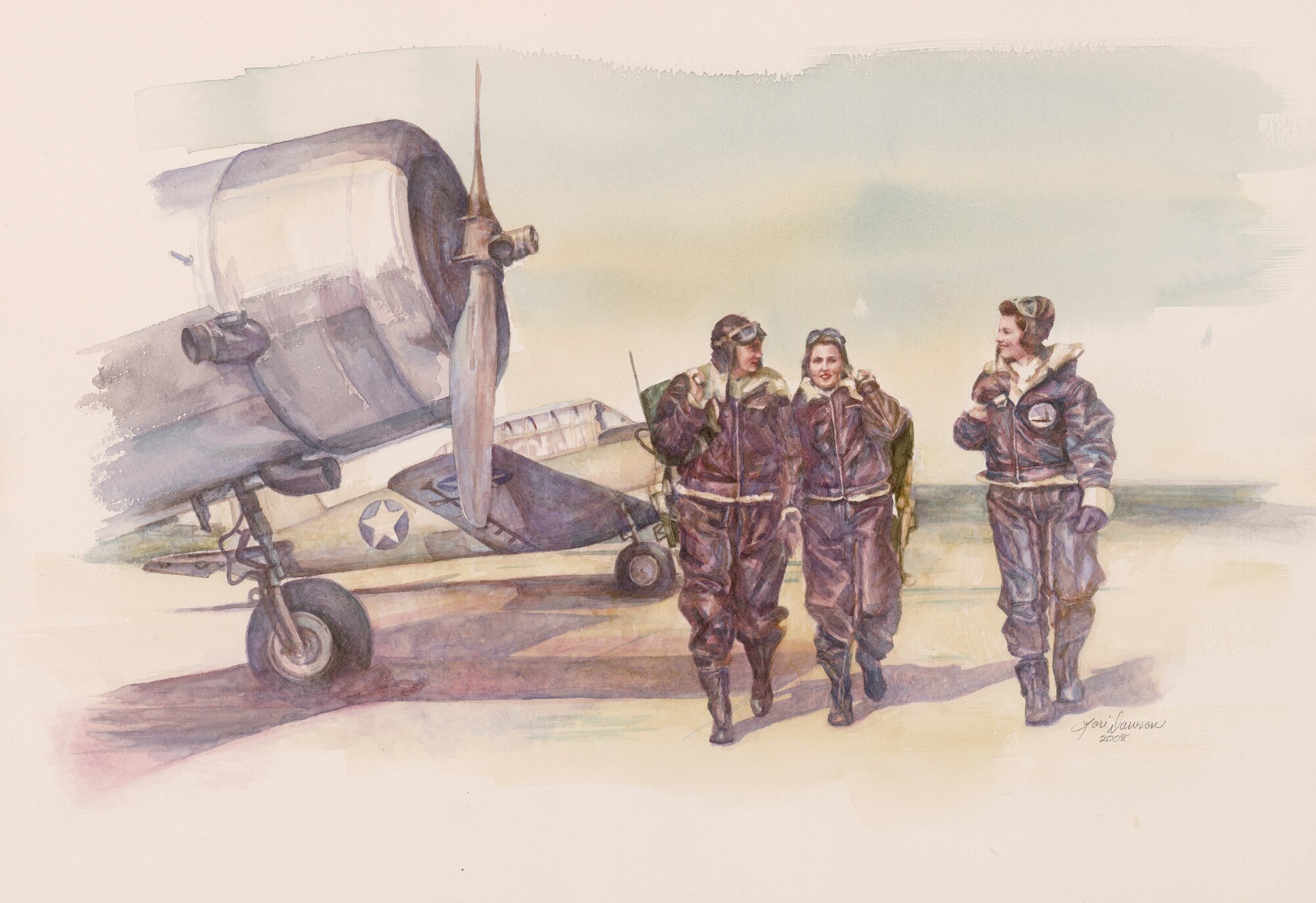 “Three Pretty Fly Girls” a watercolor painting by local artist Lori Dawson, is one of more than 200 paintings being introduced into the Air Force Art Program. The new artwork will be displayed at the Bolling Officers’ Club Oct. 21-24. There are more than 9,400 paintings in the Air Force Art Program collection. 