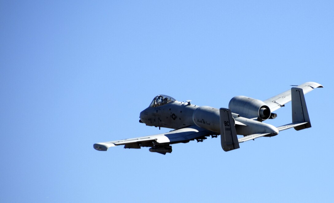 An A-10 Thunderbolt II from the 110th Fighter Wing, a Michigan Air National Guard unit based at Battle Creek, Mich., turns to engage a target at the Smoky Hill Range near Salina, Kan., Oct. 16.  Fourteen A-10 units from across the Air Force competed this week in Hawgsmoke 2008, a bienniel A-10 bombing and aerial gunnery competition hosted by the Air Force Reserve's 442nd Fighter Wing, based at Whiteman Air Force Base, Mo.  (U.S. Air Force photo/Staff Sgt. Kent Kagarise)