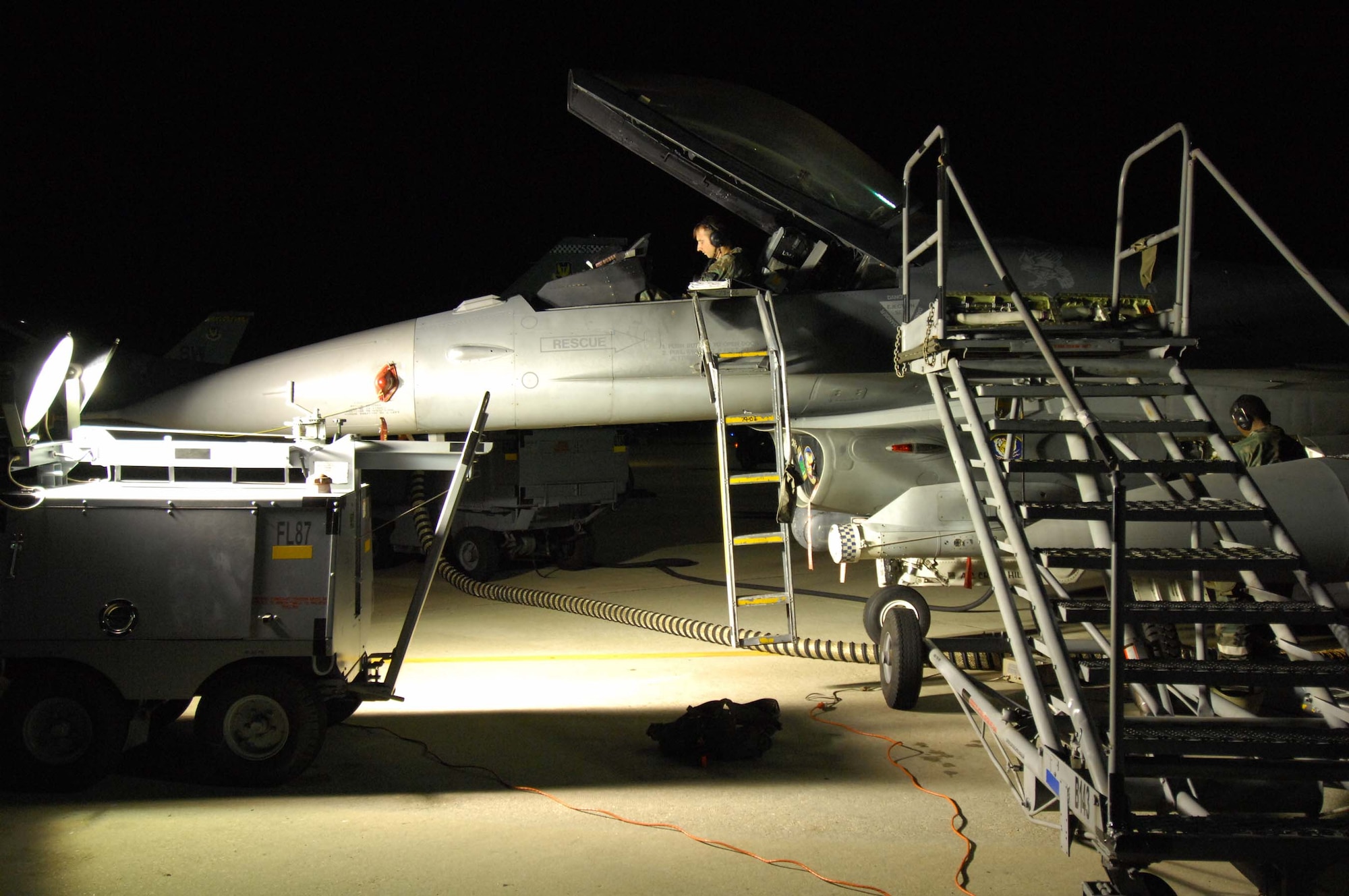 SHAW AIR FORCE BASE, S.C. --  Airmen from the 79th Fighter Squadron conduct an aircraft regeneration on an F-16 Fighting Falcon during a Phase II Operational Readiness Exercise Oct. 16. OREs evaluate how quickly and accuratley Airmen can prepare aircraft in a deployed location. (U.S. Air Force photo/Senior Airman William Coleman)