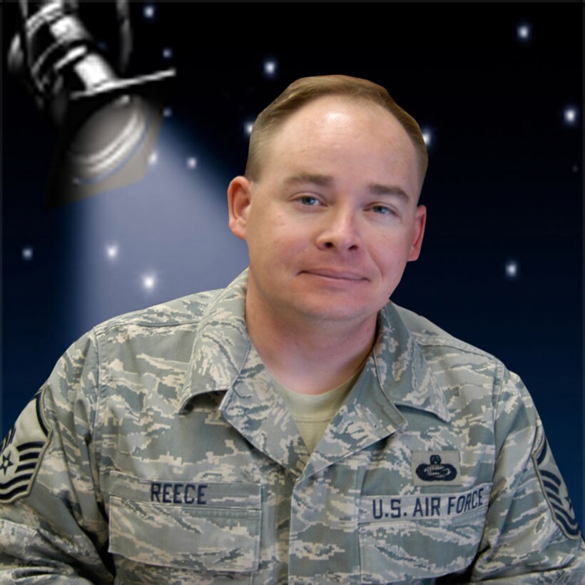 Master Sgt. Laramie Reece, Superintendent, Directorate of Personnel Data Systems, is the spotlight of the week. Sergeant Reece is a 17-year veteran of the Air Force and is from Commerce City, Colo. (U.S. Air Force graphic/Eric Valdez)