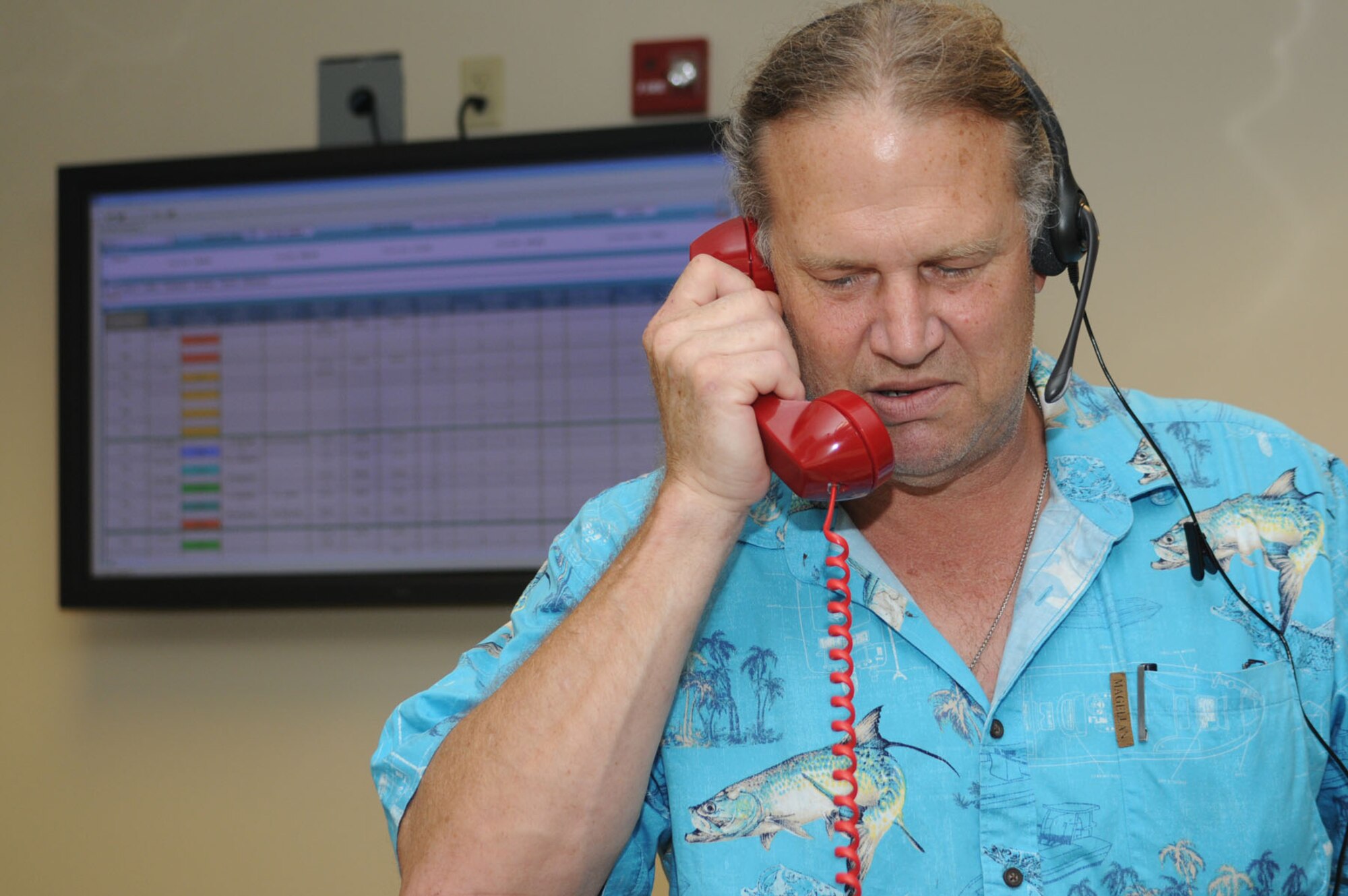 Don McMillan, 81st TRSS, tests equipment in the SHARM lab after installation.  (U.S. Air Force photo by Kemberly)
