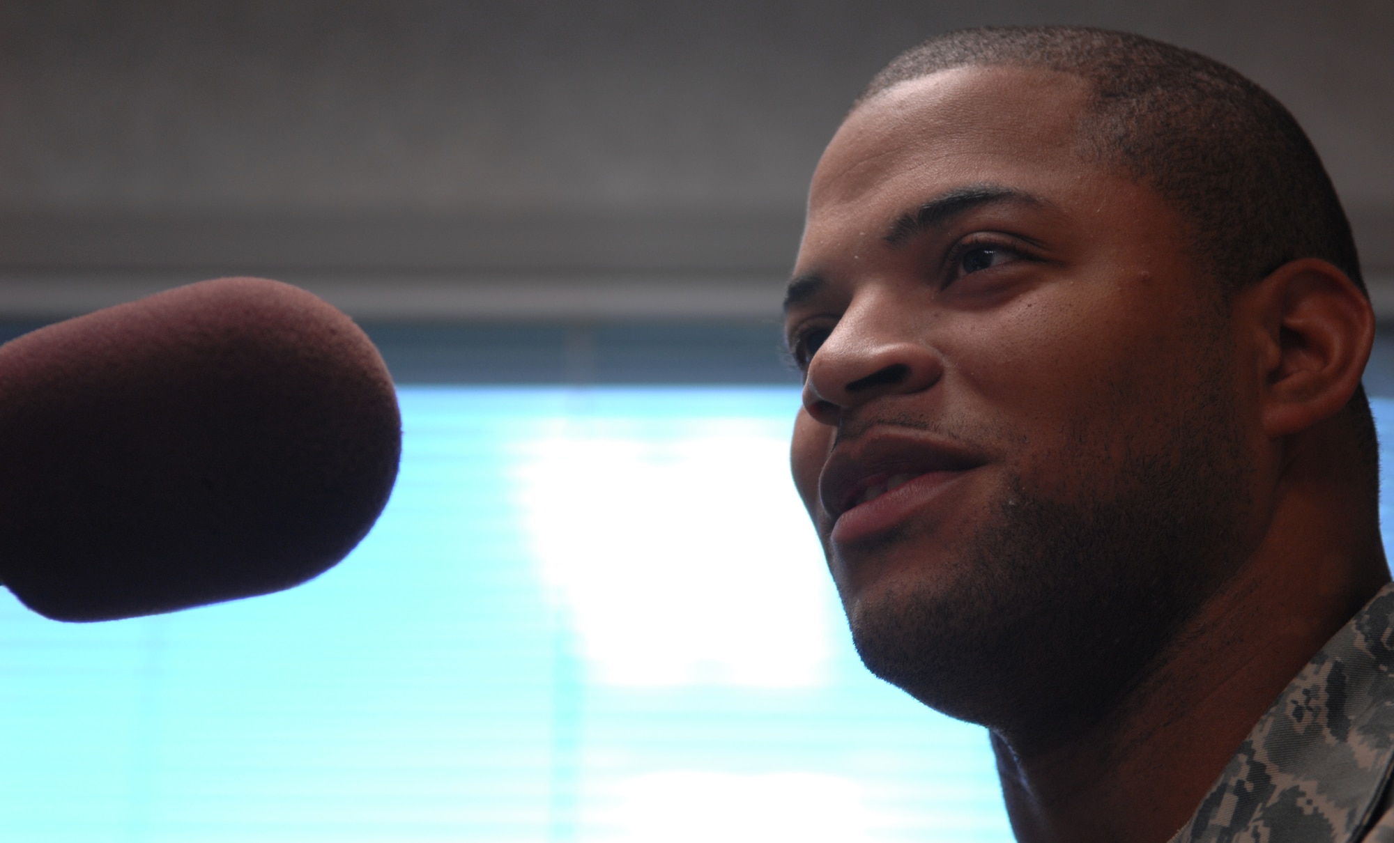 WARRENSBURG, Mo. –Senior Airman Ricky Mahaney, 509th Force Support Squadron, talks during a radio show with Marion “Woody” Woods about his time as a high-school and college football player on KOKO Oct. 16. The Whiteman Report airs on KOKO, 1450 AM the third Thursday of the month at 9:10 a.m. The Whiteman Public Affairs minimally coordinates two radio shows a month and is always looking for speakers. If you are interested in being on a radio show please call public affairs at 687-6123. (U.S. Air Force photo/Senior Airman Stephen Linch)
