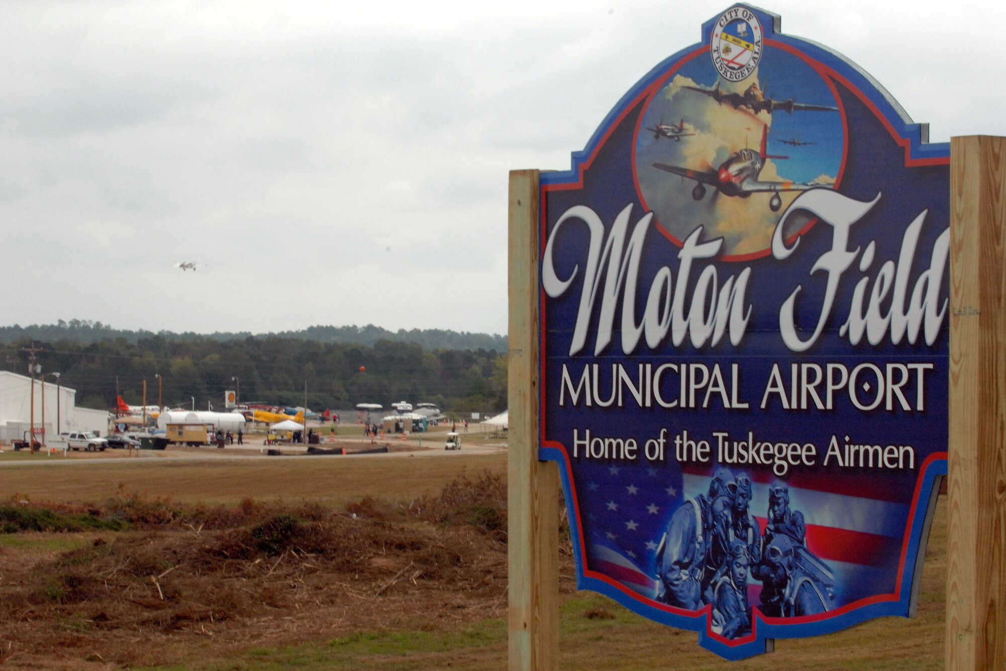 The Tuskegee Airmen National Historic Site was opened Oct. 11 at Moton Field in Tuskegee, Ala. The site is dedicated to the Tuskegee Airmen no longer with us. A memorial for two of the Airmen who passed away recently was recognized and their ashes were sprinkled on the airfield. Moton Field in the 1940s was the only primary flight training facility for the first African American pilot candidates in the Army Air Corps, these pilots are known as the Tuskegee Airmen. (U.S. Air Force photo/Staff Sgt. Christine Jones)
