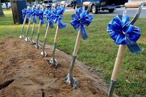 LANGLEY AIR FORCE BASE, Va. -- Shovels used for the ground breaking ceremony at Bethel Manor for the new Landings at Langley housing community are shown Oct. 15.  Development on more than 1,400 housing units is estimated to cost over $300 million and be completed by September 2014.  (U.s. Air Force photo/Airman Rebecca Montez)