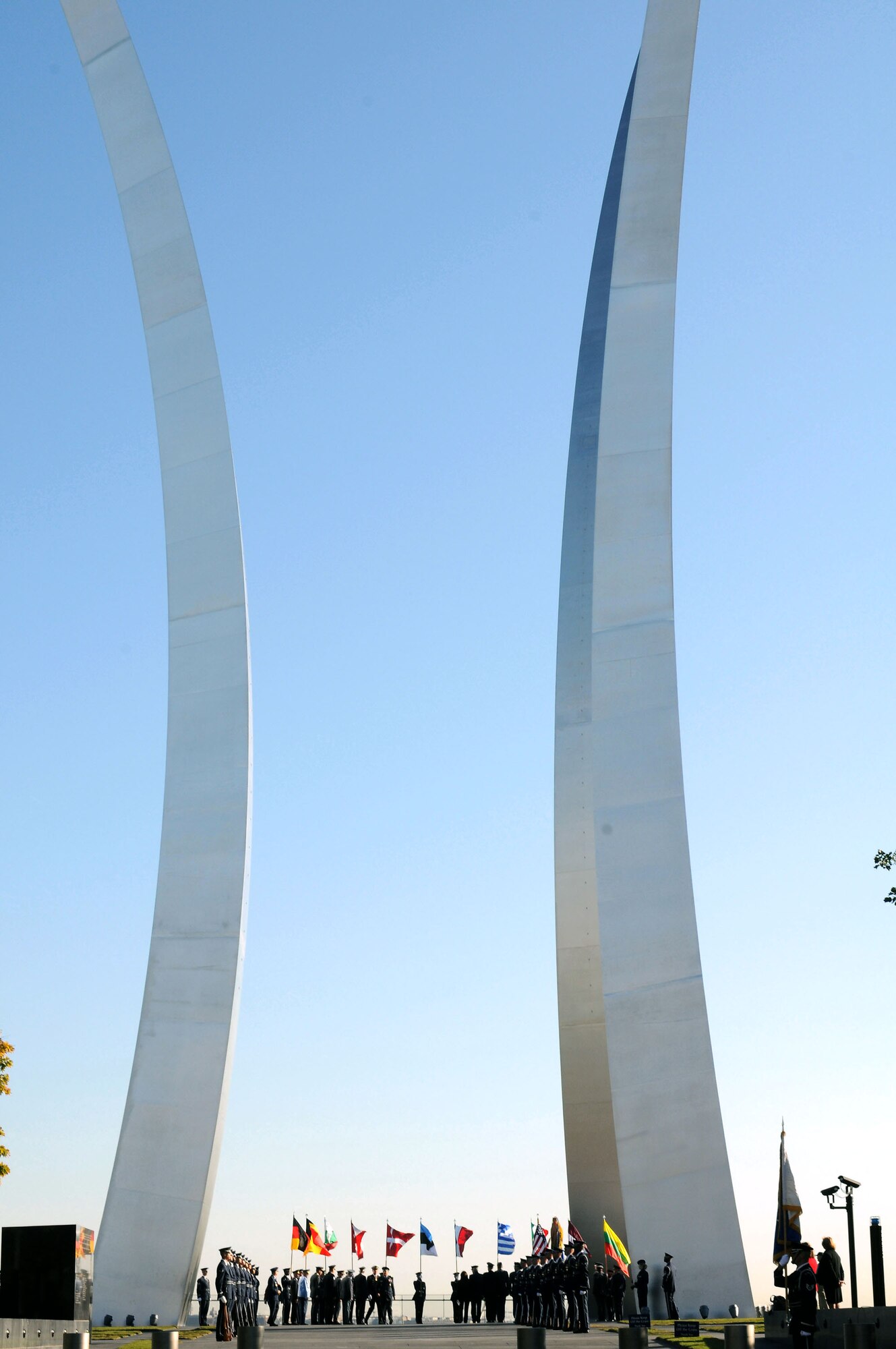 Members of the NATO Air Chiefs Conference participate in a wreath-laying Ceremony at the Air Force Memorial Oct. 7 in Arlington, Va. NATO air chiefs from 19 countries toured Air Force facilities during their visit. (U.S. Air Force photo/Senior Airman Nathan Lipscomb)

