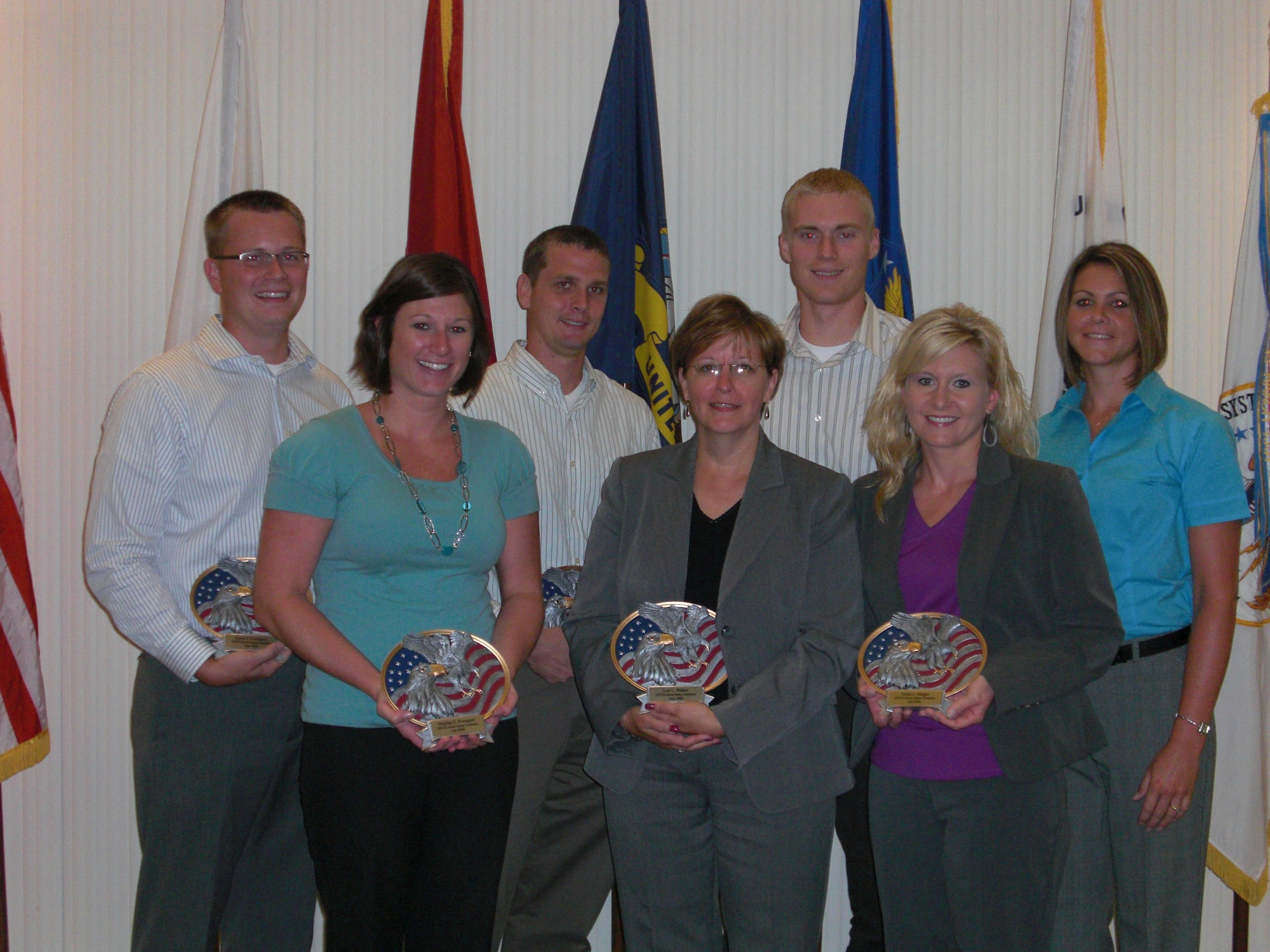 SCOTT AIR FORCE BASE, Ill. -- Left to right:  Megan Eversgerd, Kevin Eversgerd, Dustin Timmermann, Col Mitchell, Lori Walker, Corey Toennies, Angela Louis and Tricia Singler
(Courtesy photo)