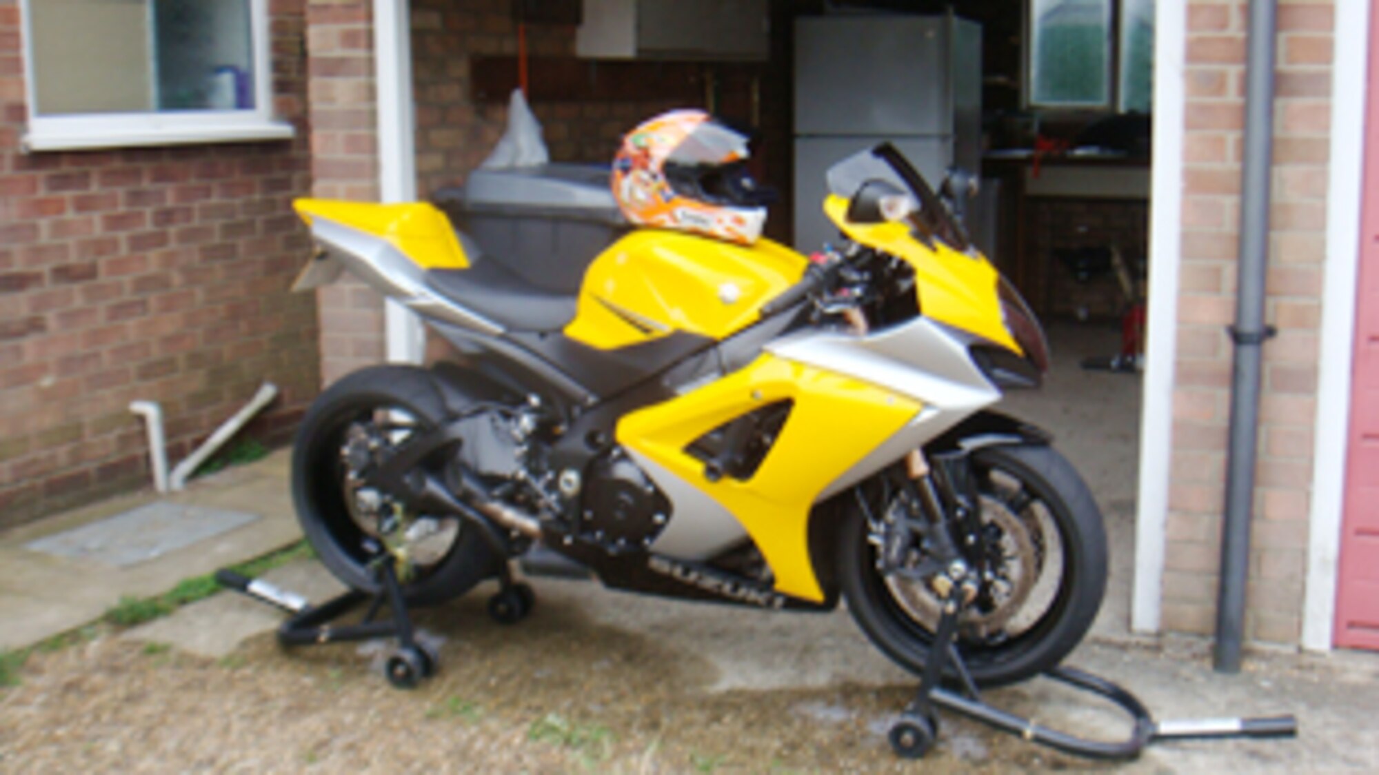 Staff Sgt. Jeffery McNally's motorcycle before his accident Sept. 14. Sergeant McNally cheated death by using his personal protective equipment and smart riding techniques. (Courtesy photo)