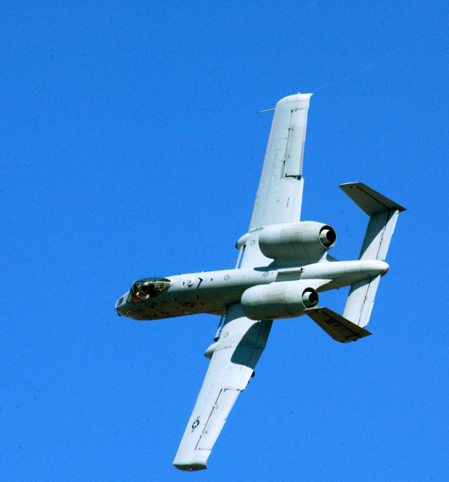An A-10 Thunderbolt II from the Air Force Reserve Command's 917th Wing at Barksdale Air Force Base, La., turns to engage a target Oct. 16 at the Smoky Hill Range near Salina, Kan.  Fourteen A-10 squadrons from across the Air Force are competing in Hawgsmoke 2008 Oct. 14 to 18.  Hawgsmoke is a biennial A-10 bombing and aerial gunnery competition, which was hosted this year by the Air Force Reserve Command's 442nd Fighter Wing based at Whiteman Air Force Base, Mo.  (U.S. Air Force photo/Tech. Sgt. John Vertreese)