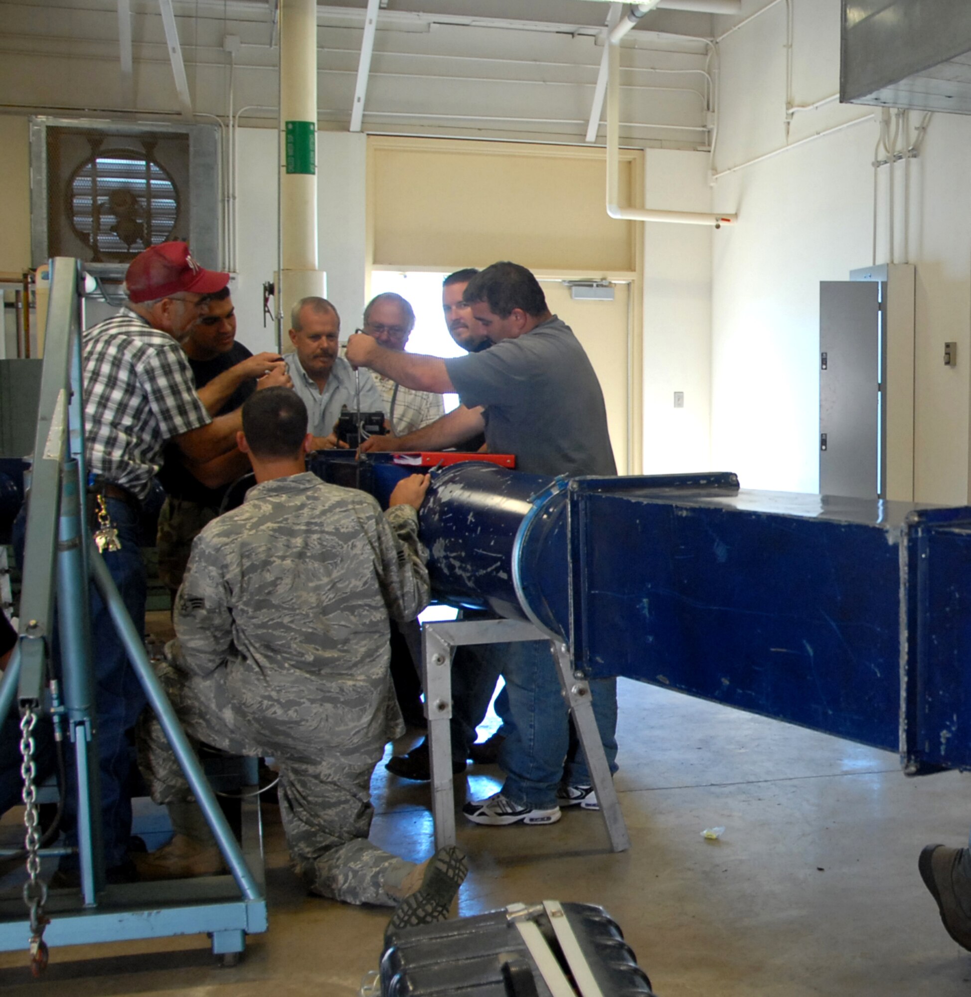 Members of the 97th Civil Engineering Squadron's Heating, Ventilation & Air Conditioning shop participate in a four day Advanced Air Balance training class at Altus Air Force Base on Oct. 8.