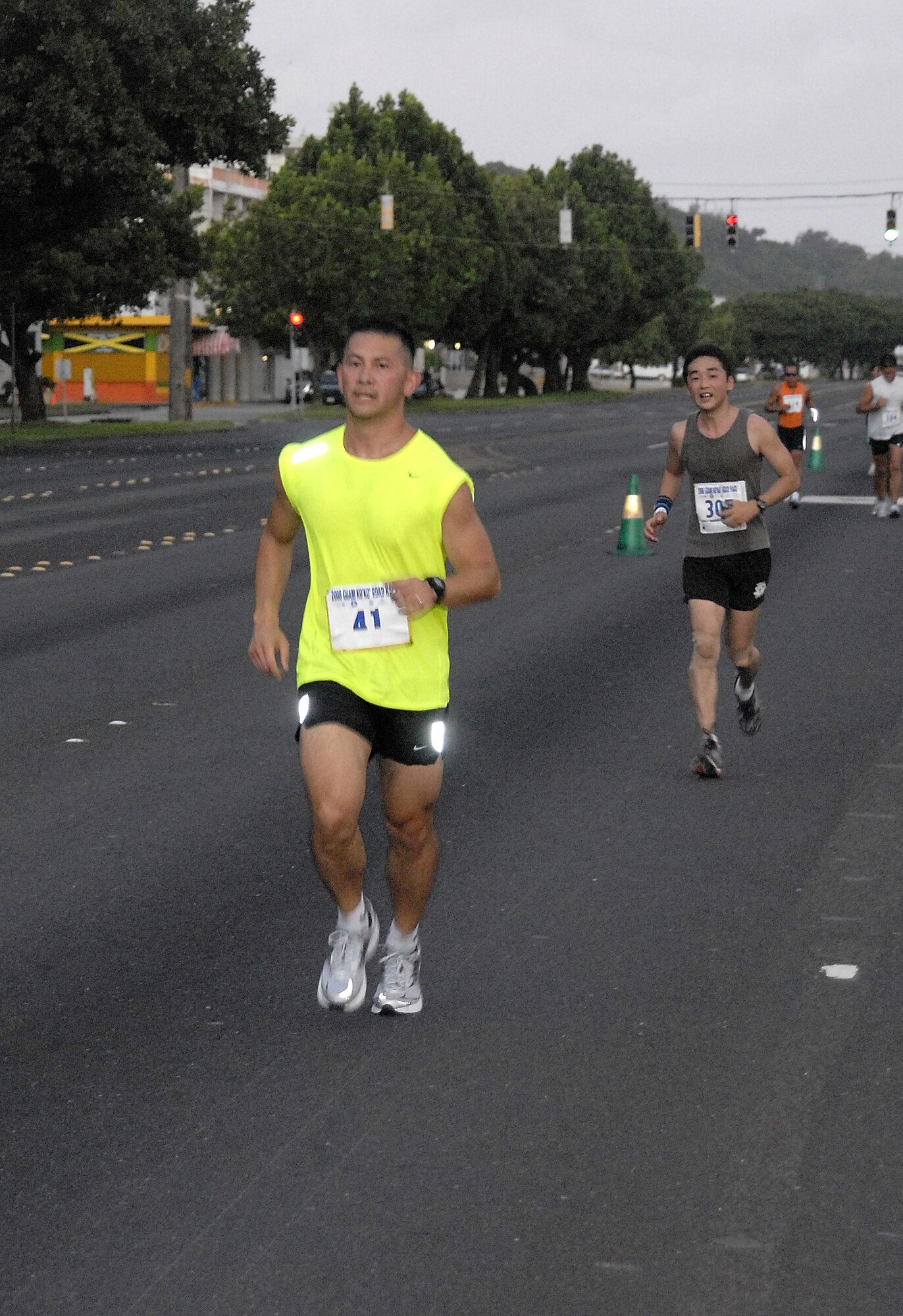 ANDERSEN AIR FORCE BASE, Guam-- Tech. Sgt. Maxwell Pontenila of the 36th Force Support Squadron runs the half-marathon portion of the Guam Ko'ko' Road Race Oct. 19. Air Force, Navy and Army personnel participated in relay race as well as the half marathon.  (U.S. Air Force photo by Master Sgt. Lisa M. Zunzanyika)