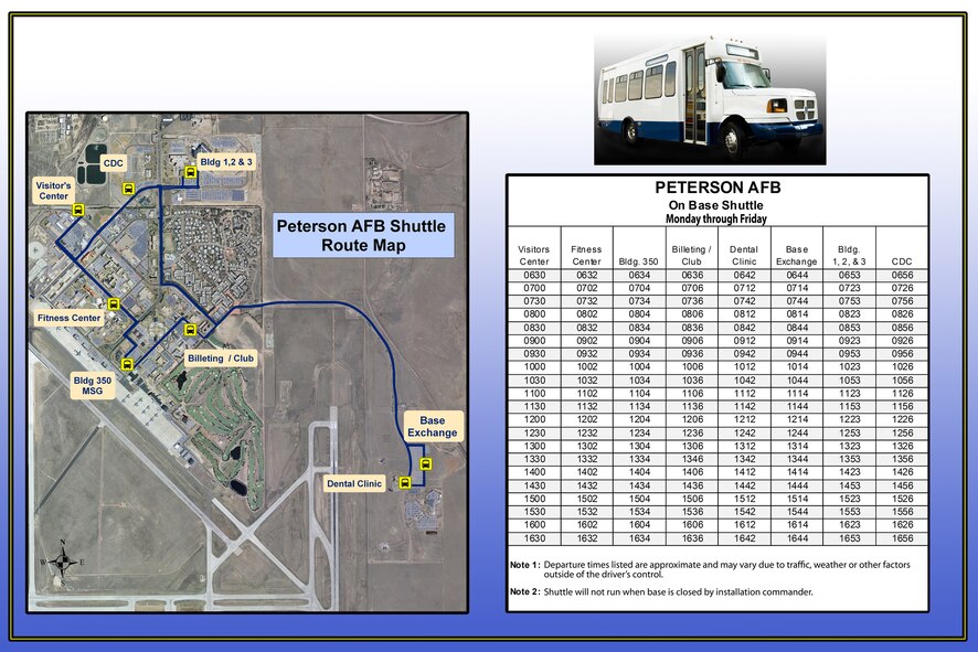 Peterson Air Force Base shuttle route and schedule