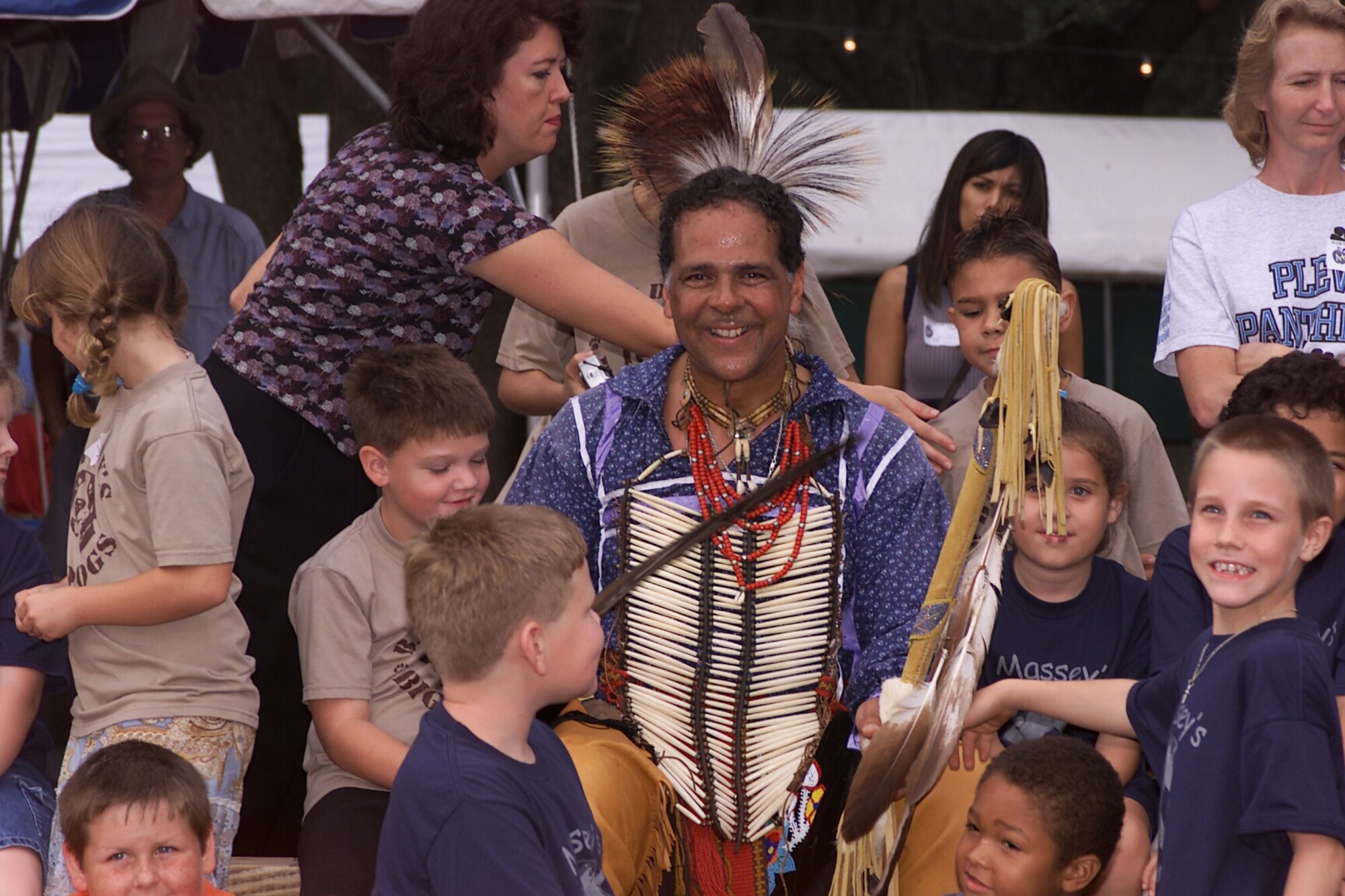 EGLIN AIR FORCE BASE, Fla. -- A crowd of people surround a performer during the 2007 Thunderbirds Intertribal Powwow and Children's Day. (Courtesy photo)