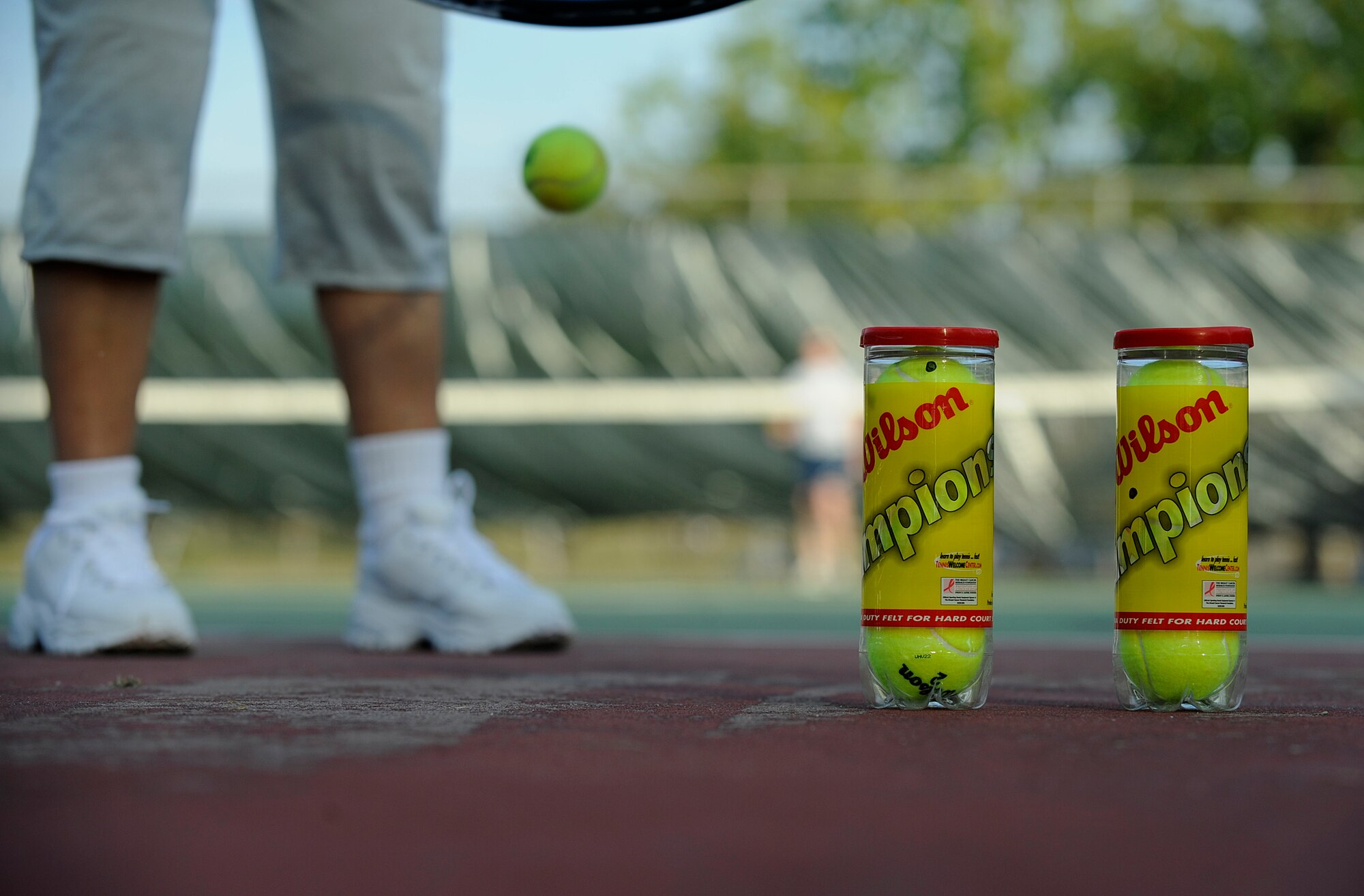 MOODY AIR FORCE BASE, Ga. – Georgeann Vigay, 23rd Logisitic Readiness Squadron, prepares to serve during a tennis match Oct. 17 here. Tennis was one of many sporting events that took place during Super Sports Day. (U.S. Air Force photo by Senior Airman Brittany Barker)