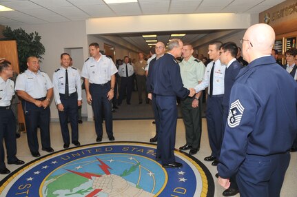 Gen. Kevin P. Chilton and Command Chief Thomas S. Narofsky recognized U.S. Strategic Commands October promotees on October 20th, 2008.<br>The promotees for October were:<br>Col. Stephen Davis, Col. John Shaw, Lt. Col. Luciano Amutan, Army Lt. Col. Joseph Cruse, Lt. Col. Michelle Edwards, Lt. Col. Baron Greenhouse, Lt. Col. Timothy Hess, Lt. Col. Jerry Huffman Jr, Maj. Bud Clouse, Maj. Steven Harris, Maj. Chadwick Pfortmiller, Tech. Sgt. Ryan Herbst, Army Staff Sgt. Felix Avelland.