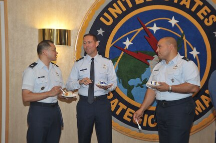 Gen. Kevin P. Chilton and Command Chief Thomas S. Narofsky recognized U.S. Strategic Commands October promotees on October 20th, 2008.<br>The promotees for October were:<br>Col. Stephen Davis, Col. John Shaw, Lt. Col. Luciano Amutan, Army Lt. Col. Joseph Cruse, Lt. Col. Michelle Edwards, Lt. Col. Baron Greenhouse, Lt. Col. Timothy Hess, Lt. Col. Jerry Huffman Jr, Maj. Bud Clouse, Maj. Steven Harris, Maj. Chadwick Pfortmiller, Tech. Sgt. Ryan Herbst, Army Staff Sgt. Felix Avelland.