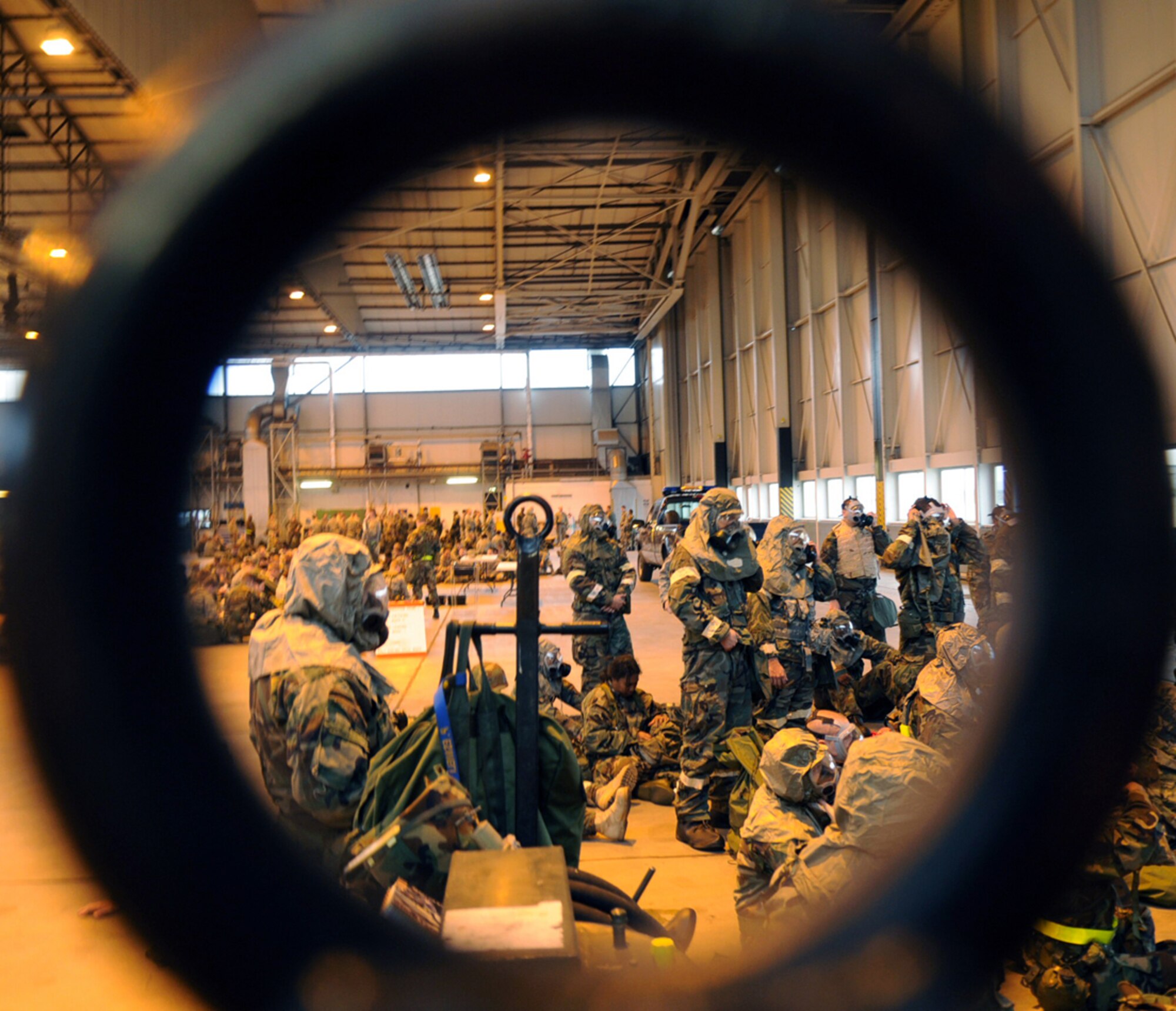 Twelve different organizations from the 435th Air Base Wing and the 86th Airlift Wing, participated in the Warrior Preparation Day exercise, Ramstein Air Base, Oct. 17, 2008. The purpose of the exercise was to allow Airmen to receive some brief training for upcoming deployments. (U.S. Air Force photo by Airman 1st Class Scott Saldukas)(Released)*