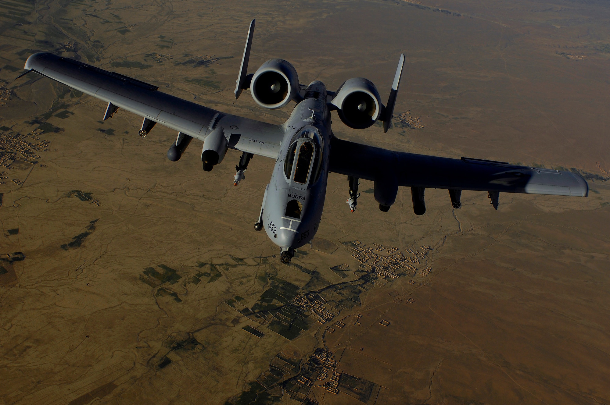 An A-10 Thunderbolt II flies on a May 29 mission over Afghanistan. The A-10 is deployed to support Operation Enduring Freedom. (U.S. Air Force photo/Master Sgt. Andy Dunaway) 
