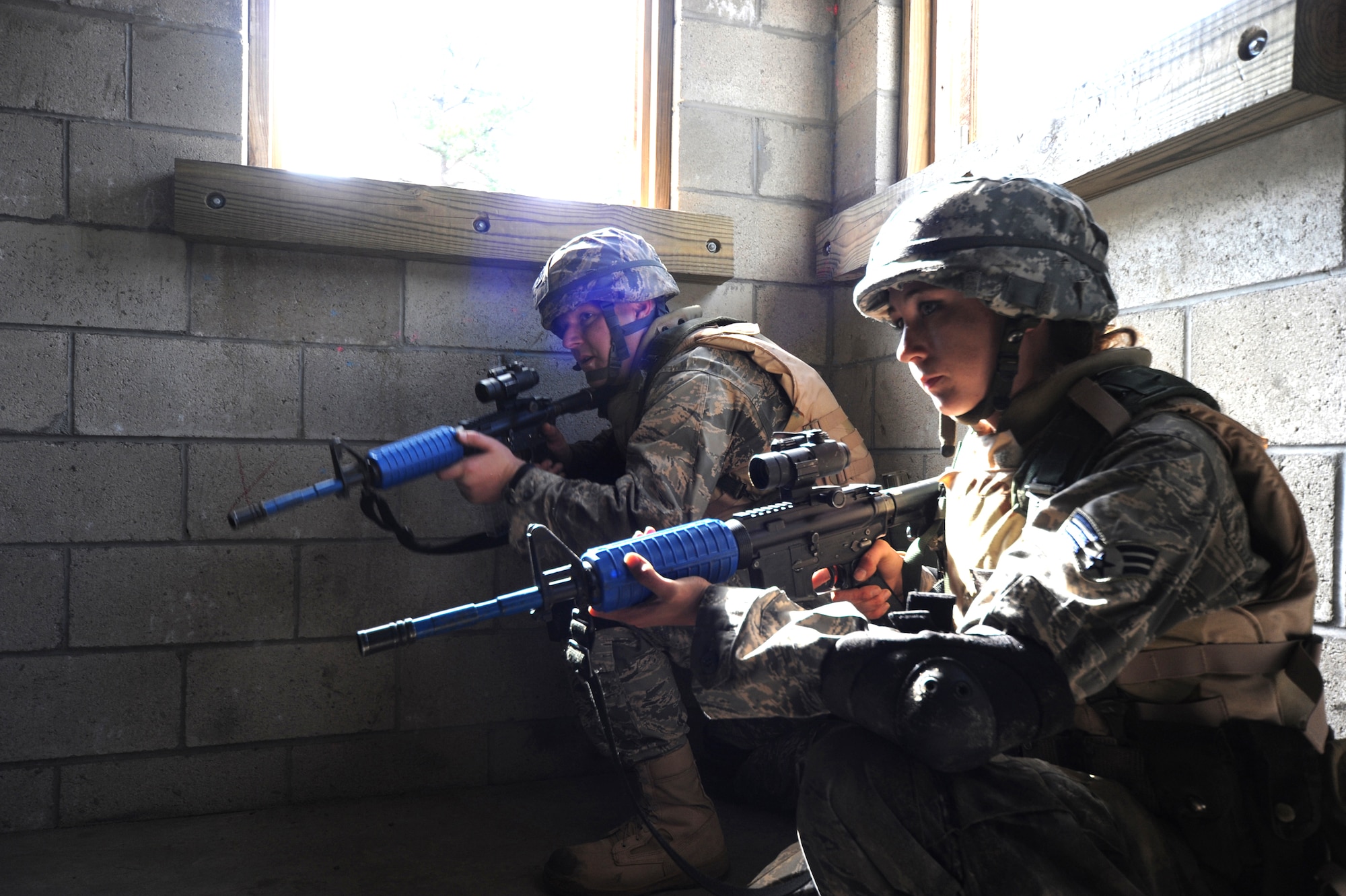 Students partcipate in contingency skills basic training during Oct. 1 at Fort Dix, N.J. Air Force legal career field members learned rules of use of force, engagement and expeditionary basics for deployments. The training is held for three days prior to them attending the Advanced Contingency Skills Training Course taught by the Air Force Expeditionary Center's 421st Combat Training Squadron on Fort Dix. (U.S. Air Force photo/Staff Sgt. Nathan Bevier) 
