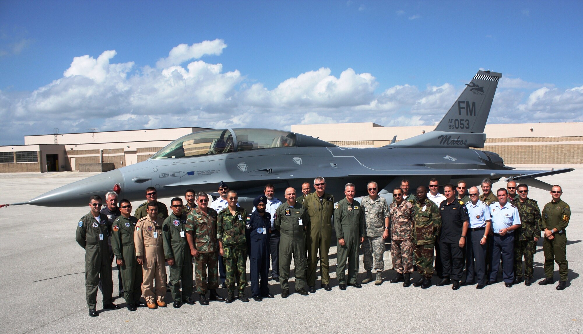 Air Attaché officers representing 24 countries visited Homestead Air Reserve Base to learn the roles the Air Force plays with combatant commands and homeland security on Oct. 21.  The Washington D.C., delegation led by U.S. Air Force Lt. Gen. Frank G. Klotz, Asst. Vice Chief of Staff, received mission briefings from the 482nd Fighter Wing and U.S. Southern Command. (U.S. Air Force photo/Tim Norton)