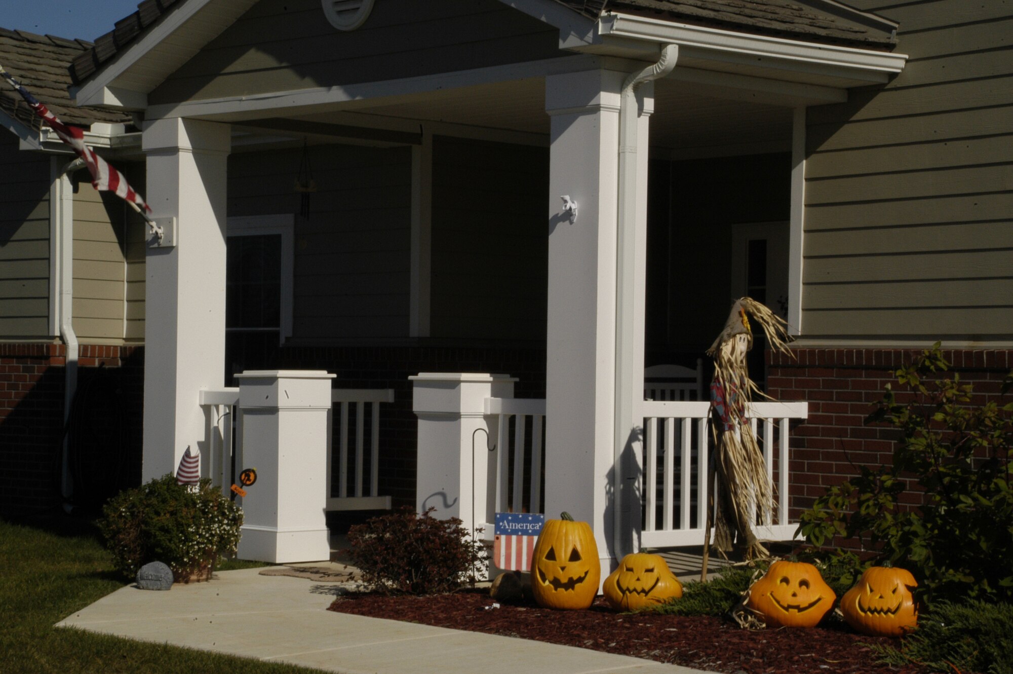 Base housing residents should provide a well-lit area for children to walk and be sure to keep their sidewalks clear of any tripping hazards.  (U.S. air Force photo/Staff Sgt. Chad Padgett)                                