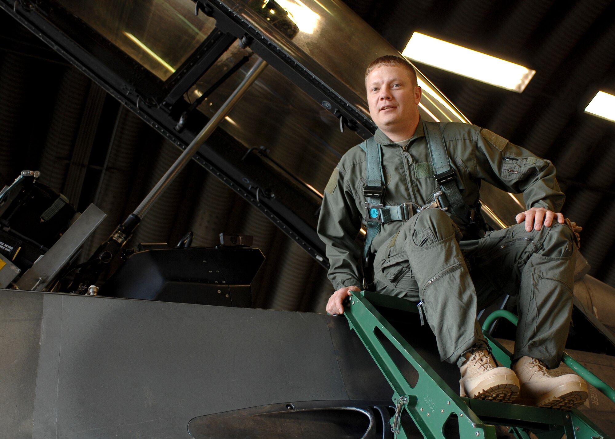 SPANGDAHLEM AIR BASE, Germany -- Tech. Sgt. Lindley D. Hummel, 52nd Force Support Squadron, prepares to take an incentive flight Oct. 17, 2008. Sergeant Hummel earned his incentive flight for his selection as 2007 Air Force Base Level Manpower and Organization Noncommissioned Officer of the year. (U.S. Air Force photo by Airman 1st Class Nathanael Callon)

