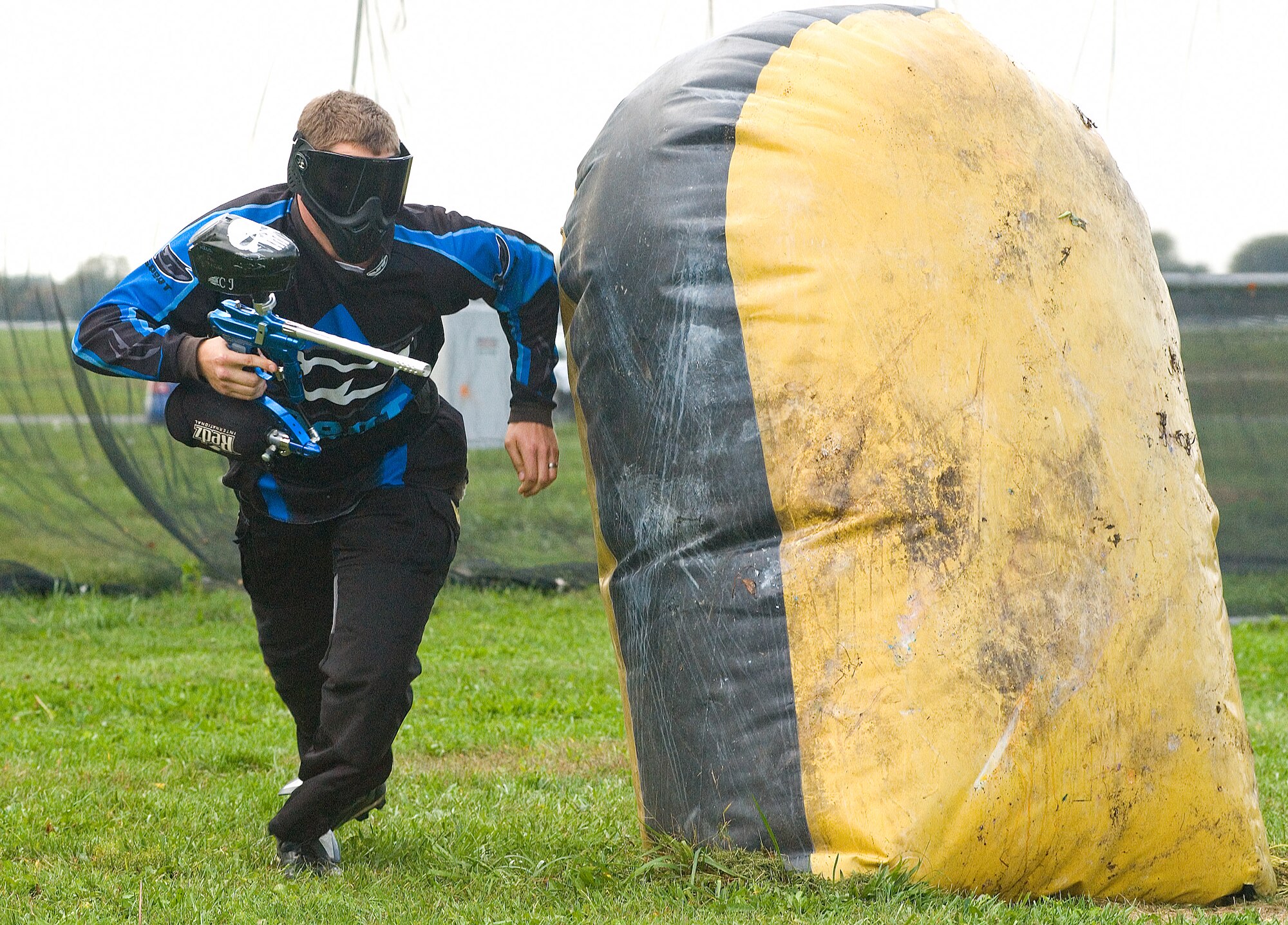 A Team Dover member participates in the Speed Paintball Tournament at Wing Sports Day Oct. 15.  Three-person teams played five-minute rounds or until all team members were eliminated.  (U.S. Air Force photo/Tom Randle)