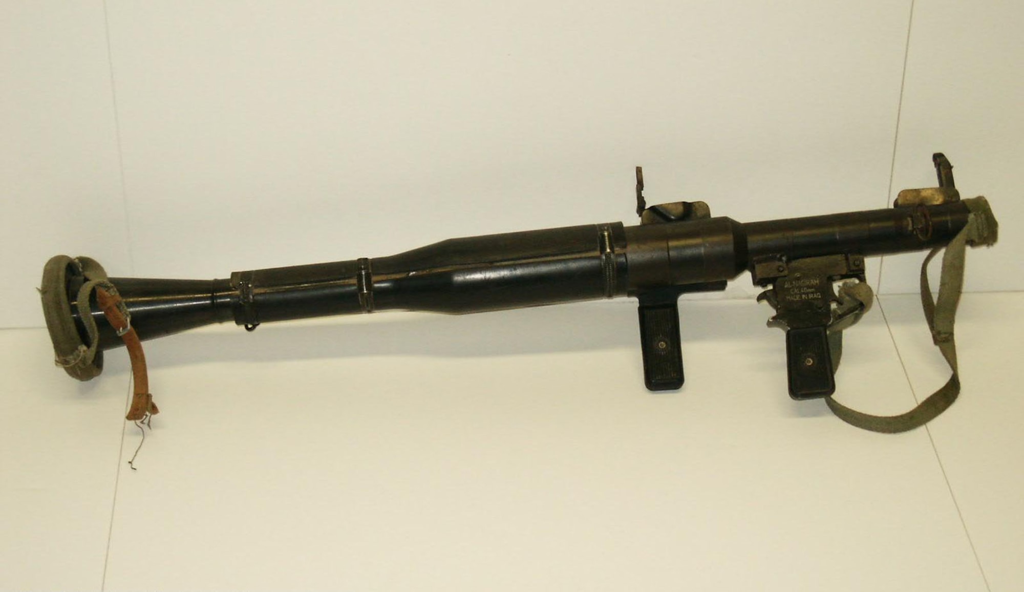 A copy of the USSR RPG-7, this shoulder-fired, anti-tank grenade launcher fires an 85mm rocket-assisted grenade. (U.S. Air Force photo)