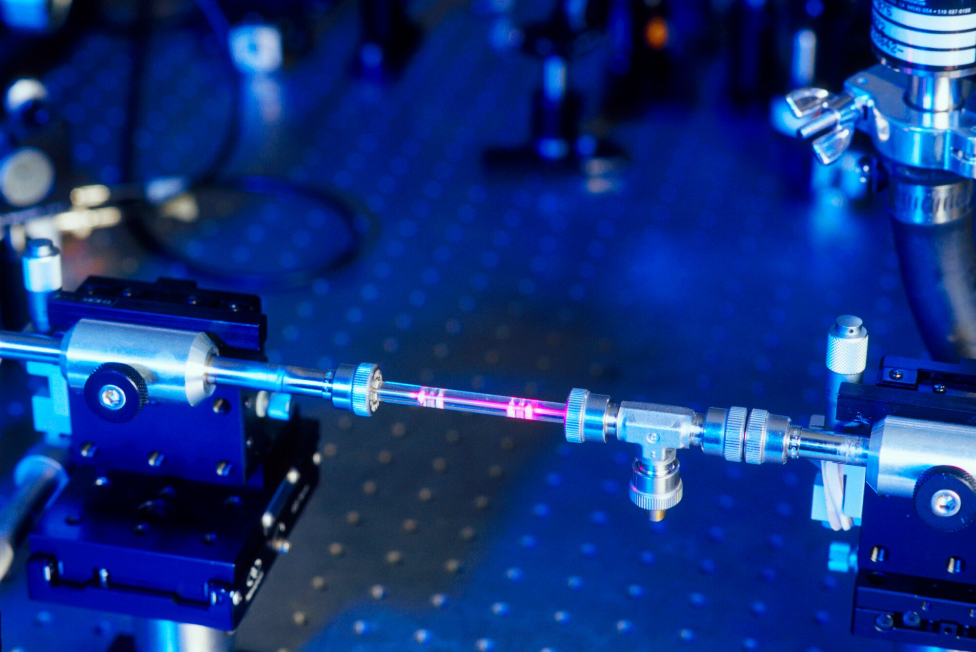 Extreme nonlinear optical techniques have succeeded in upconverting visible laser light into X-rays, making a tabletop source of coherent soft X-rays possible. The interaction of atoms and molecules is both useful for making coherent X-rays which, in the future, may show previously undetectable cracks in jet turbine blades.  (Courtesy photo/University of Colorado) 
