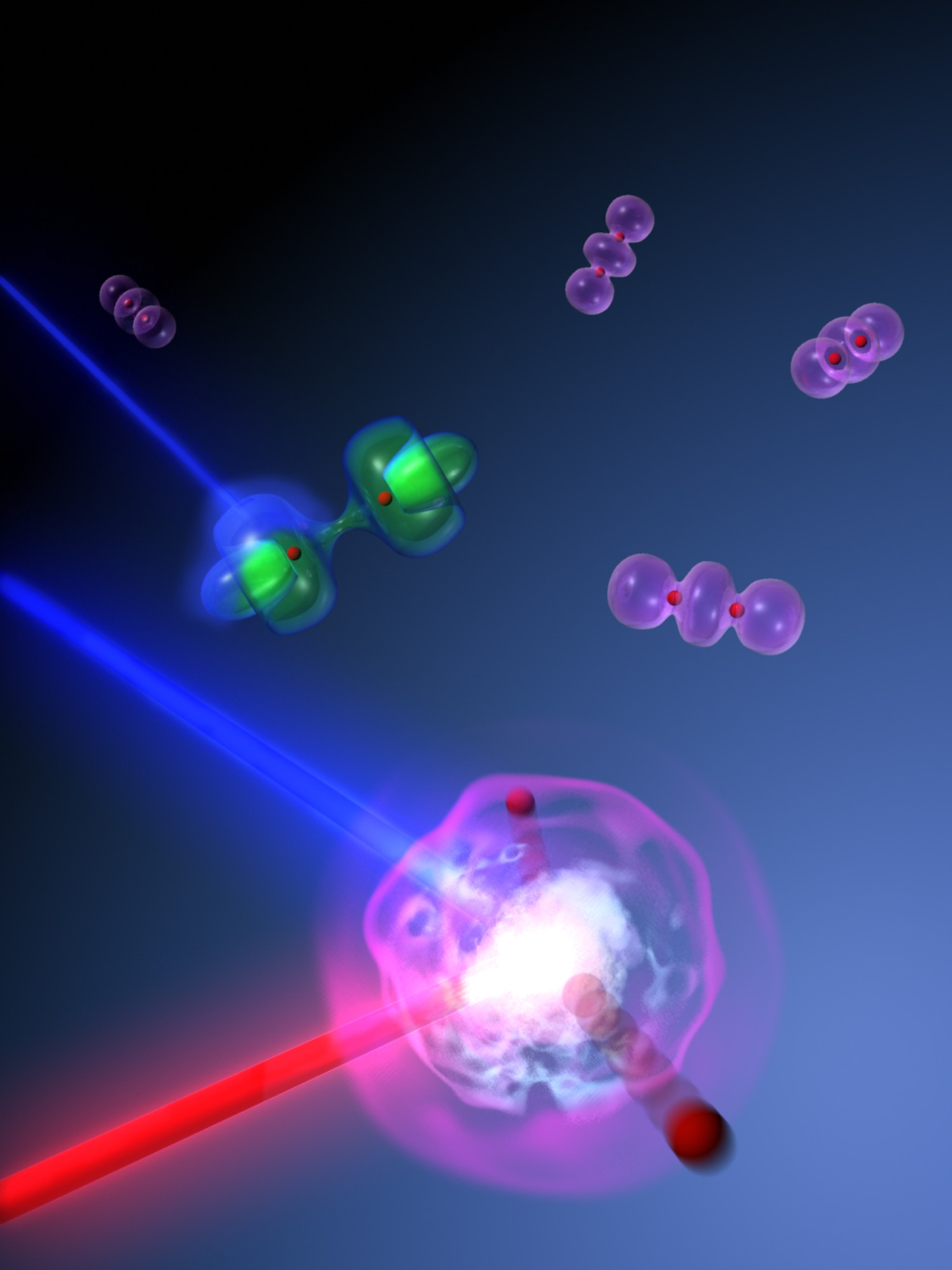 Ultrafast flashes of X-rays can eject an electron from a molecule, leaving the molecule in a super excited state that eventually causes it to break apart. The interaction of atoms and molecules is both useful for making coherent X-rays which, in the future, may show previously undetectable cracks in jet turbine blades. (Courtesy image)