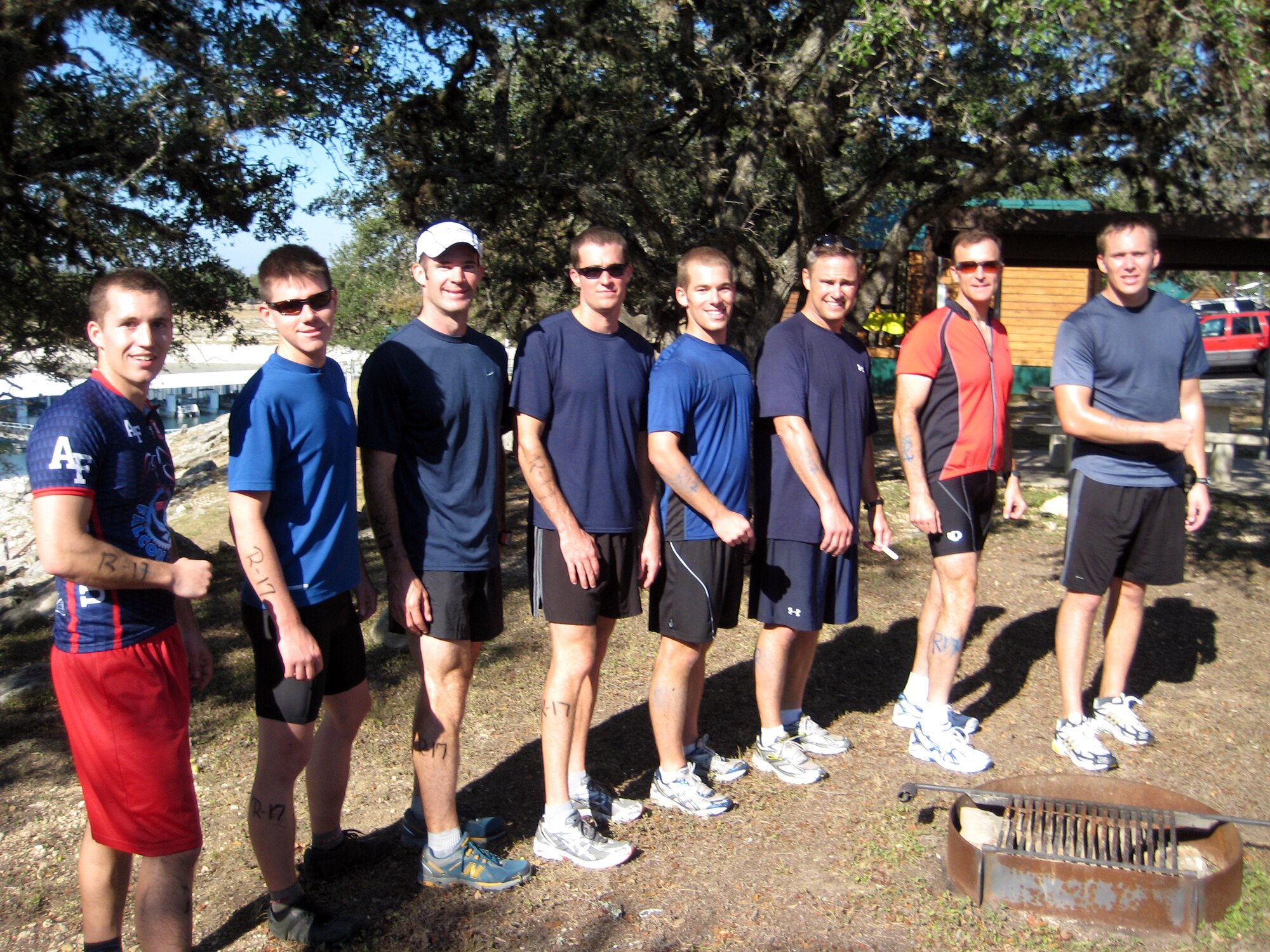 Team Vance members place third in the Relay male division of the Rambler 120 Team Challenge. From left to right: 2nd Lt. Mark Fraser, 2nd Lt. Alan Calfee, Maj. Jason Smith, Maj. Todd Dyer, 2nd Lt. Zach Thuli, Col. Chris Nowland, Lt. Col. Neil Woods, and Maj. Joseph Markowski. (U.S. Air Force photo)