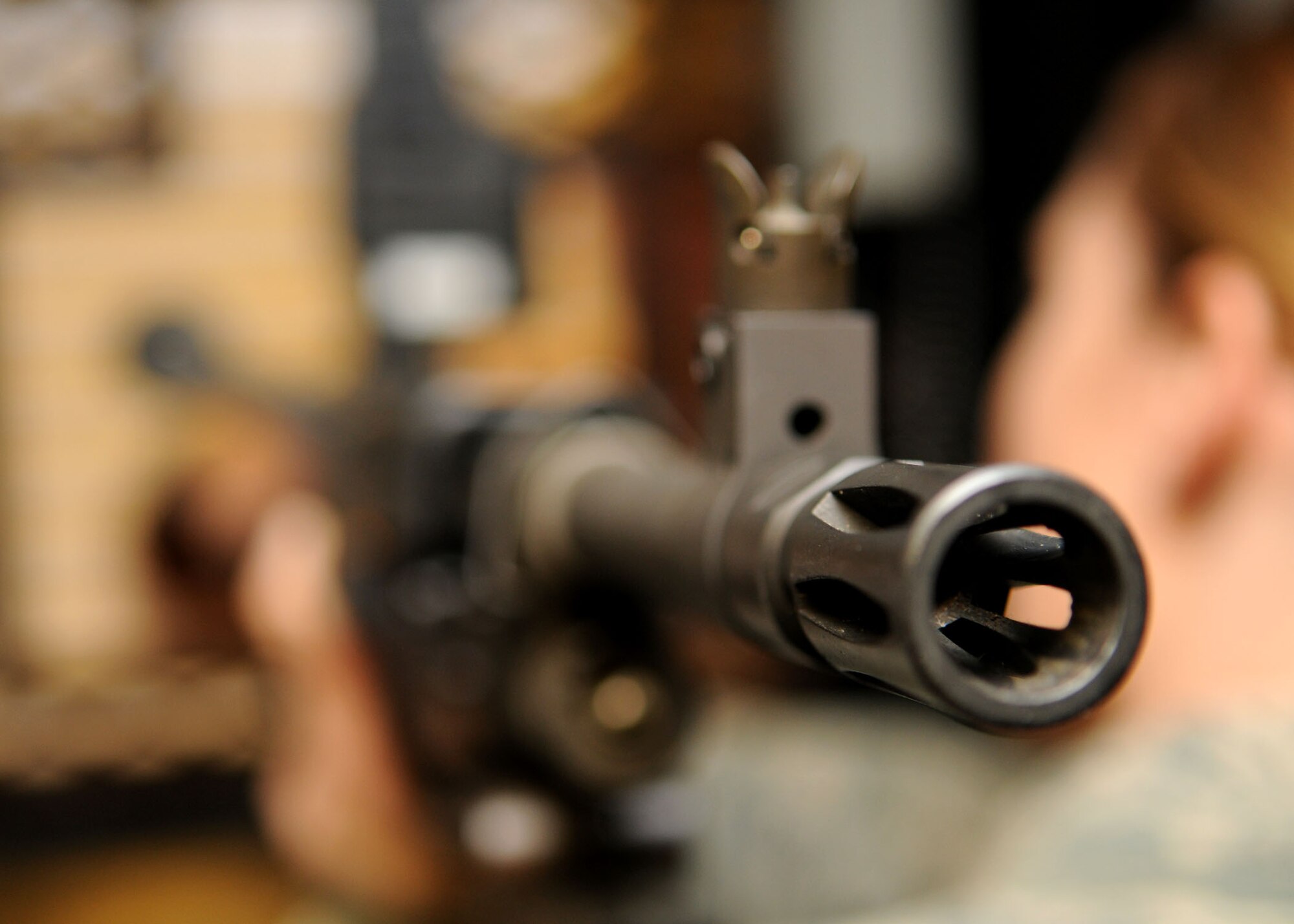 The 100th Security Forces Squadron armory section keeps a wide variety of firearms safely secured at RAF Mildenhall, England Oct. 21, 2008. All military members who own firearms are required to keep them stored at the armory.  Additionally they issue and deploy government weapons to military members whose job requires them, also performing routine inspections and basic maintenance. (U.S. Air Force photo by Staff Sgt. Jerry Fleshman)