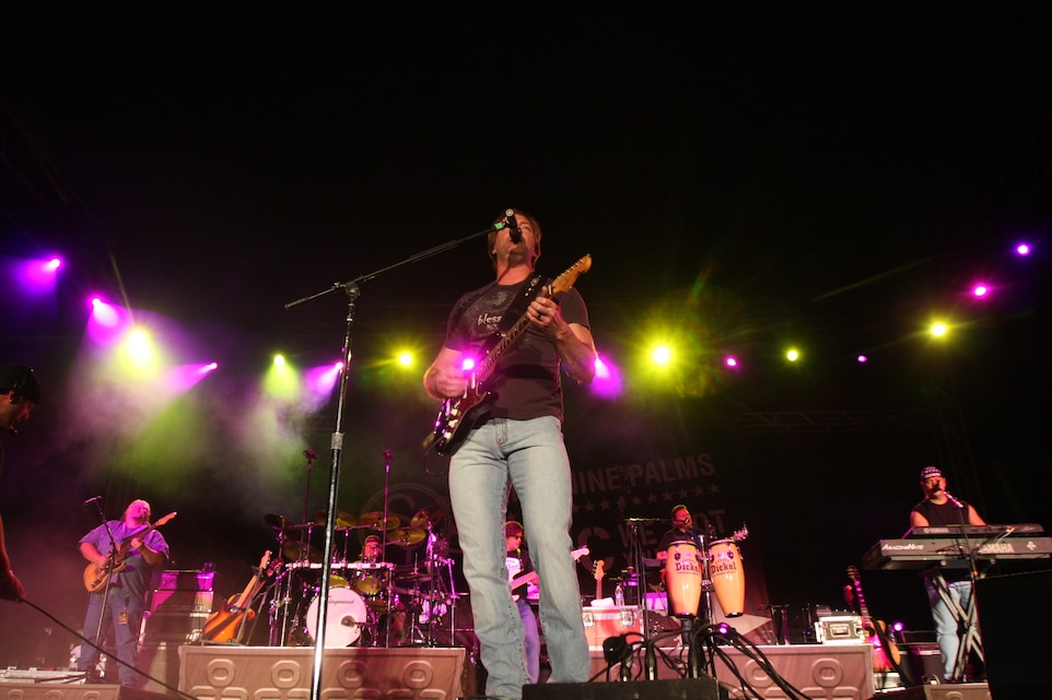 Country music singer Darryl Worley and his band wrap up an evening of live musical entertainment during the Somebody Loves You tour Oct. 25 at the Combat Center’s Victory Field. Worley, a Pyburn, Tenn., native, took the stage after the Christian heavy metal band Disciple at the event. His performance entertained an audience of more than 13,000 people and provided a transition between Disciple’s face-melting guitar licks and the final sermon, delivered by Raul Ries, a former Marine and pastor at the Cavalry Chapel in Diamond Bar, Calif.