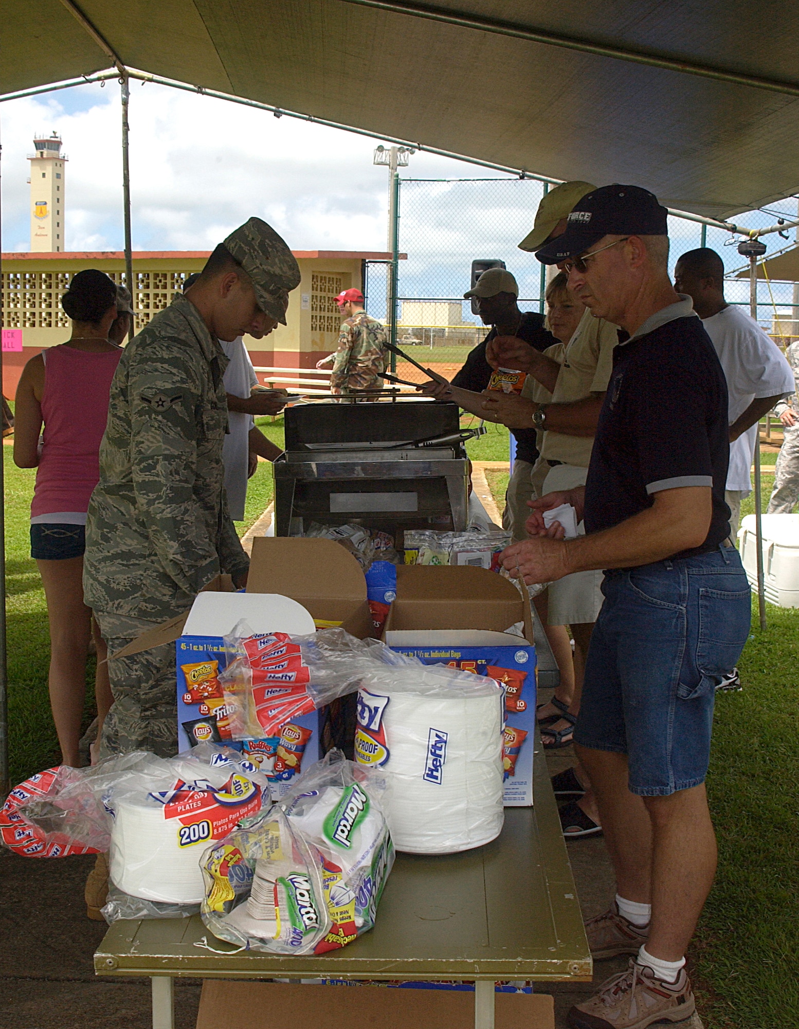 The Junior Enlisted Apprreciation Day event featured free hot dogs, hamburgers, chips and drinks. Junior Enlisted Appreciation Day is an annual event held to honor the ranks of Airman Basic through Tech. Sgt. for their hard work, said Master Sgt. Shane Murray, the coordinator of this year's event. The junior enlisted personnel are the backbone of the U.S. Air Force, Sergeant Murray said. (U.S. Air Force photo by Airman 1st Class Carissa Wolff)                                                    