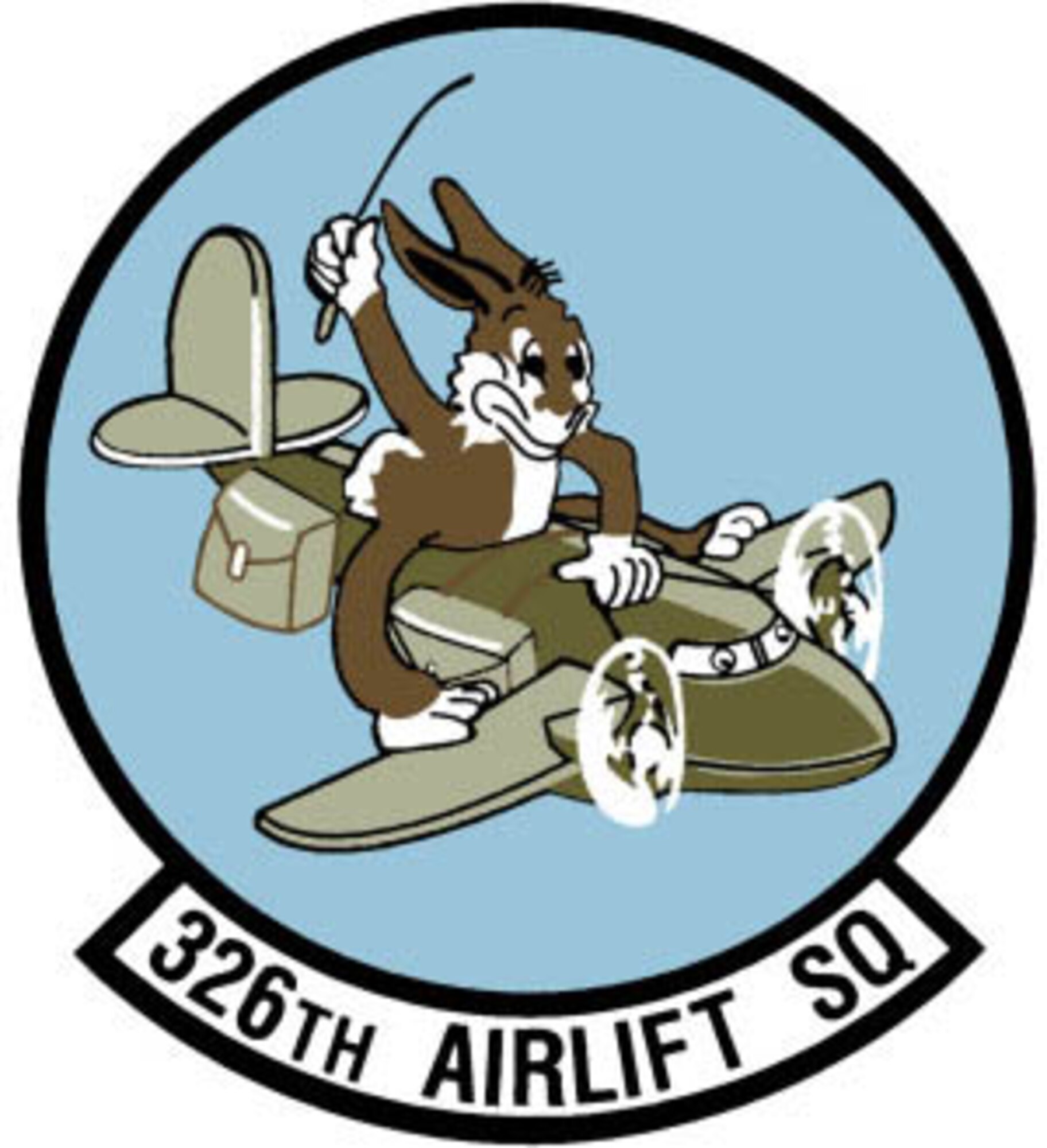 The 326th Airlift Squadron, tracing its history to the 1st Combat Squadron, returned to their original patch, which was worn in 1944. Walt Disney originally designed the patch, featuring Disney cartoon character Max Hare for the 1st Combat Squadron, which flew C-47s during World War II. 